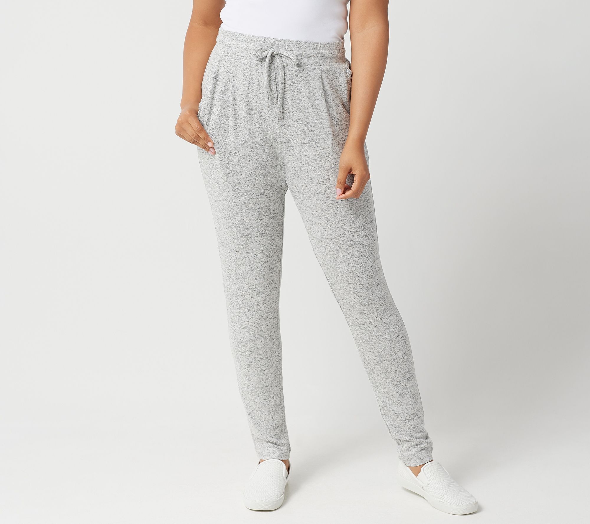 "As Is" AnyBody Hacci Slim Leg Pants with Ruffle Pockets