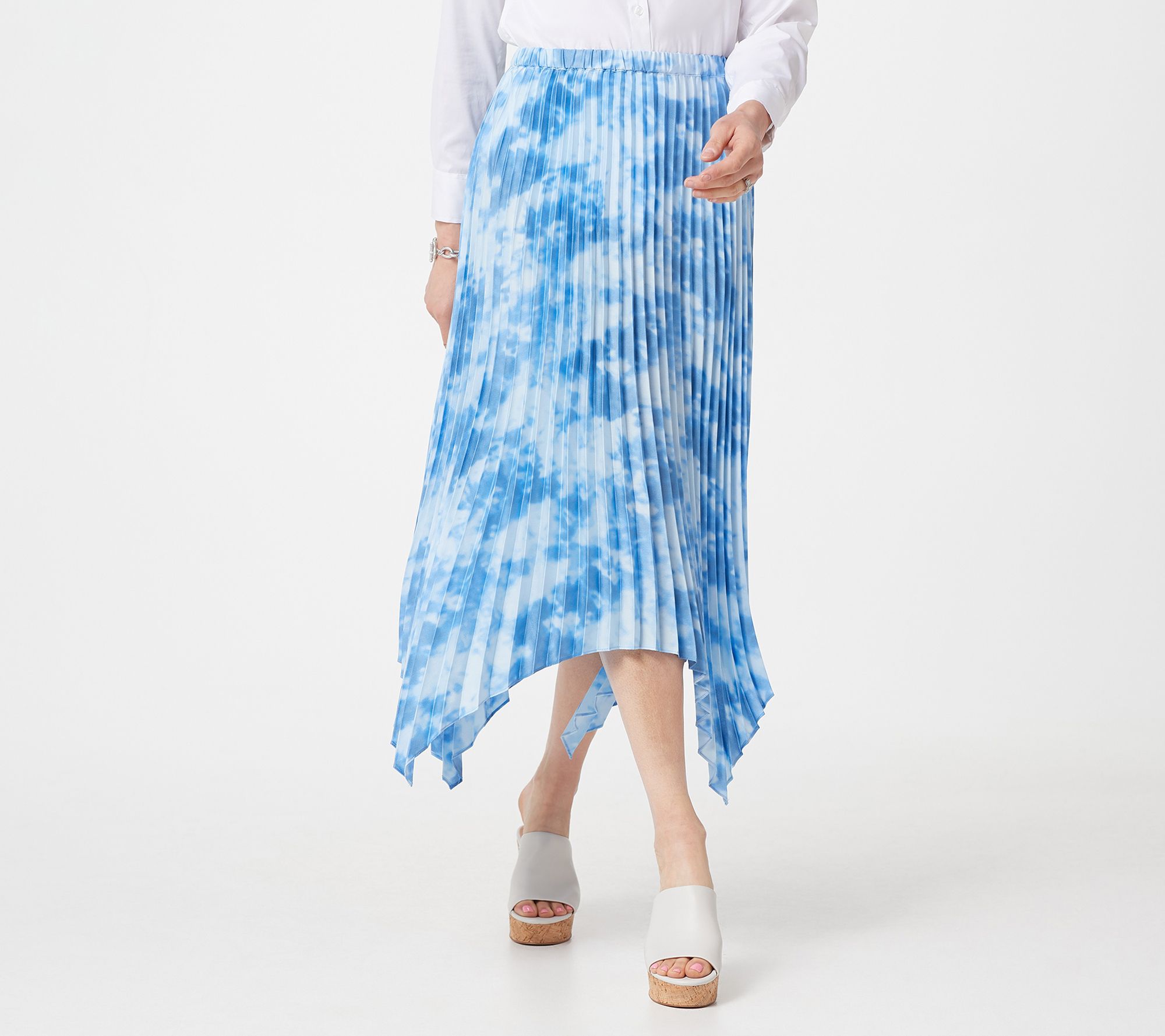 mid length pleated skirts qvc