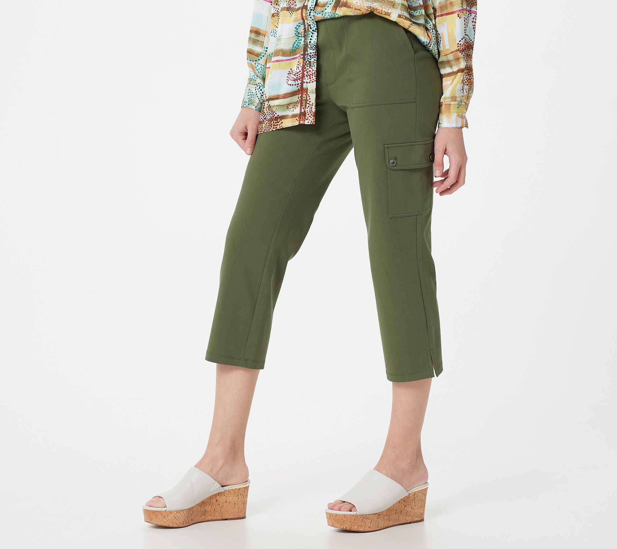 Susan Graver Weekend Regular Cotton Spandex Slim-Leg Pull-On Pants