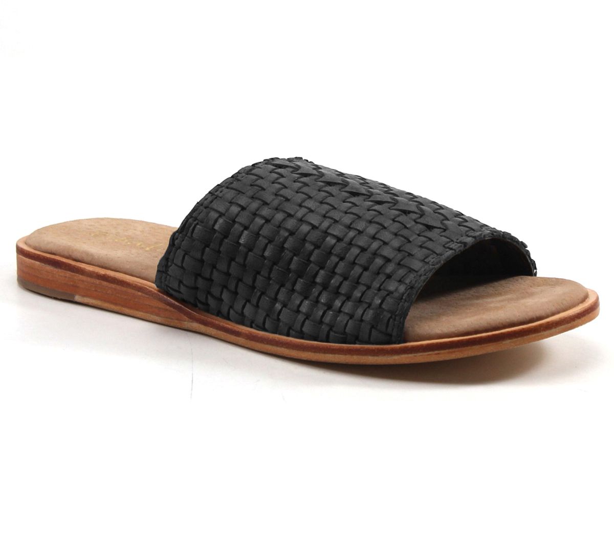 Diba True Leather Woven Slip-On Sandals - JumpUp - QVC.com