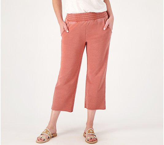 AnyBody Beach Wash French Terry Solid Cropped Pant