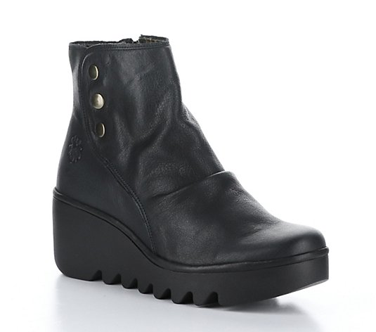 Fly London Leather Side Zip Boots-Brom