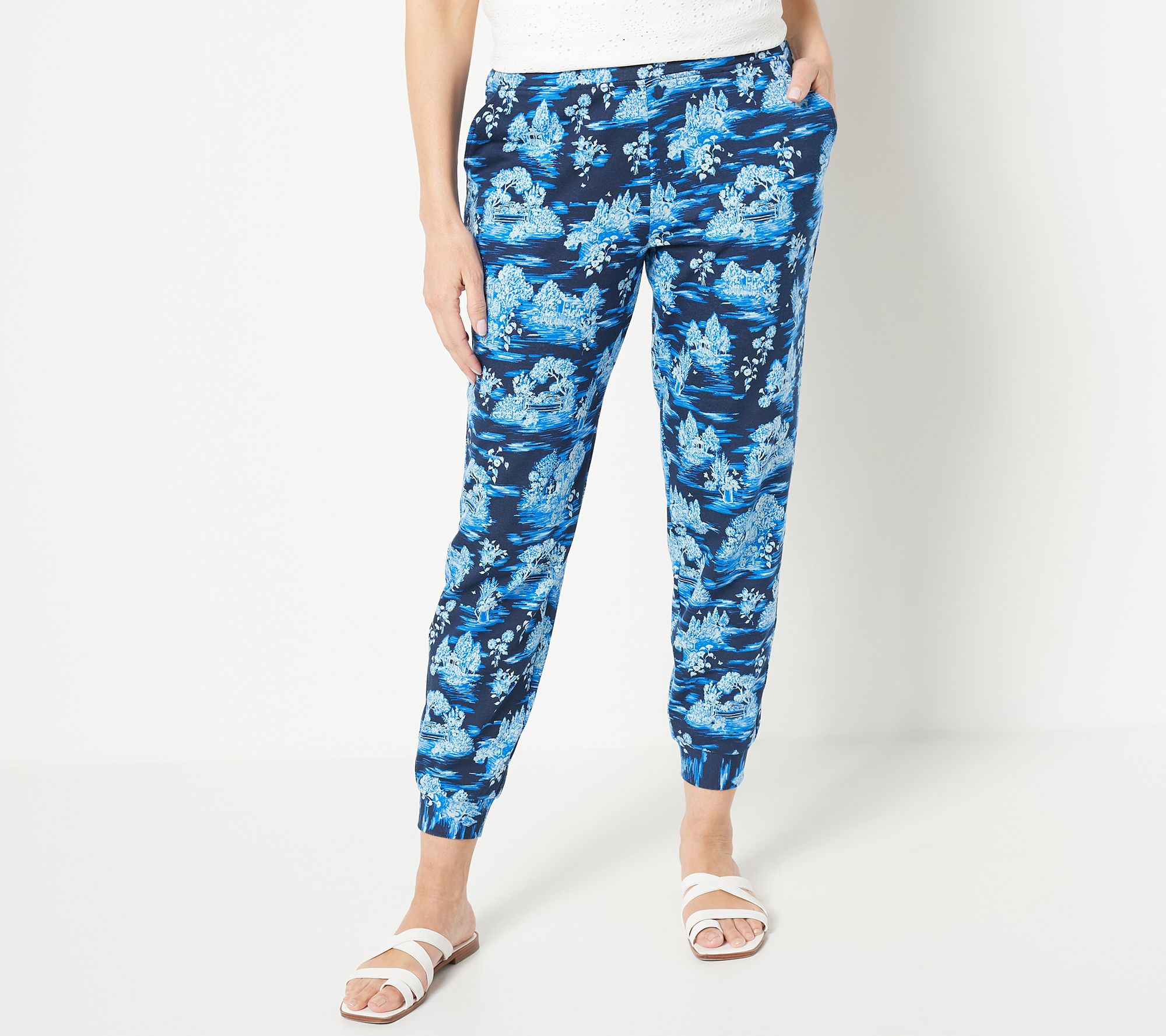 LOGO Lounge by Lori Goldstein Petite Floral Print French Terry Joggers