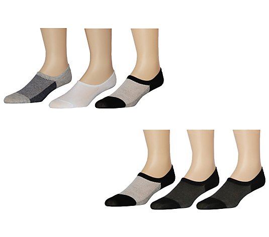 Alexander Julian Men's S/6 Cotton Mesh Liner Socks - Black