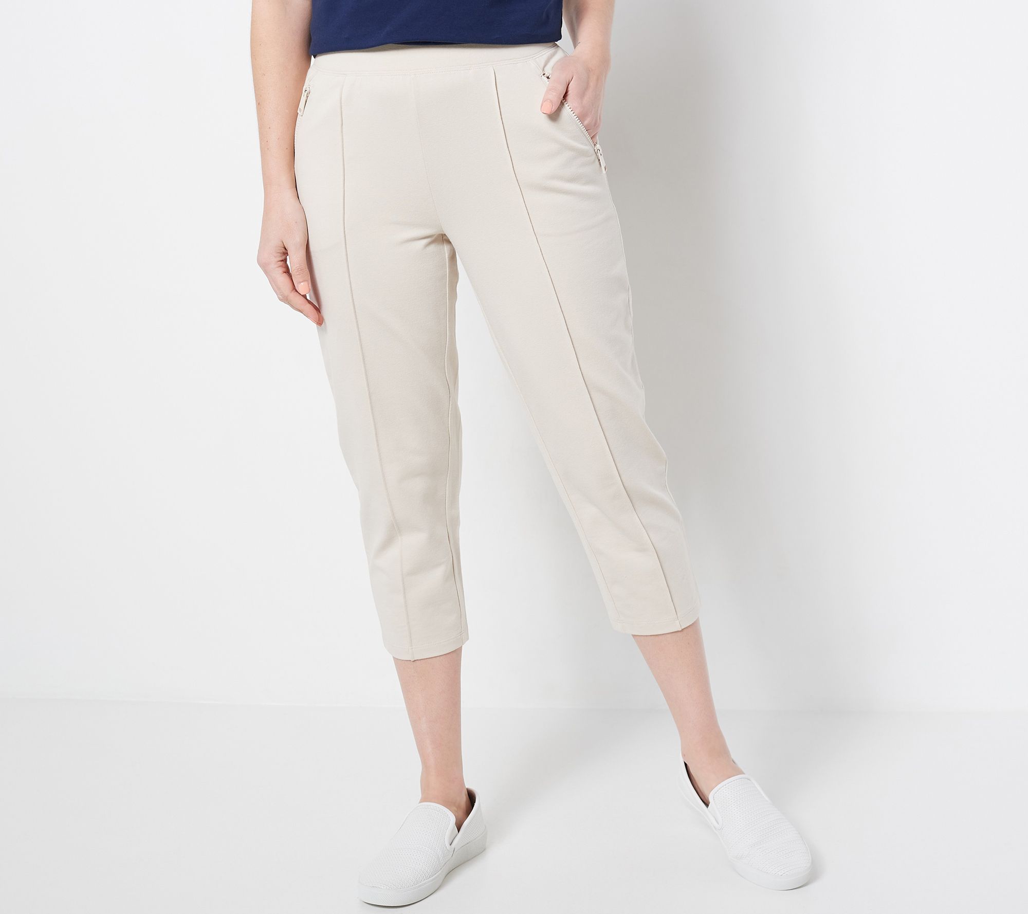 "As Is" Denim & Co. Petite Active French Terry Crop Pant