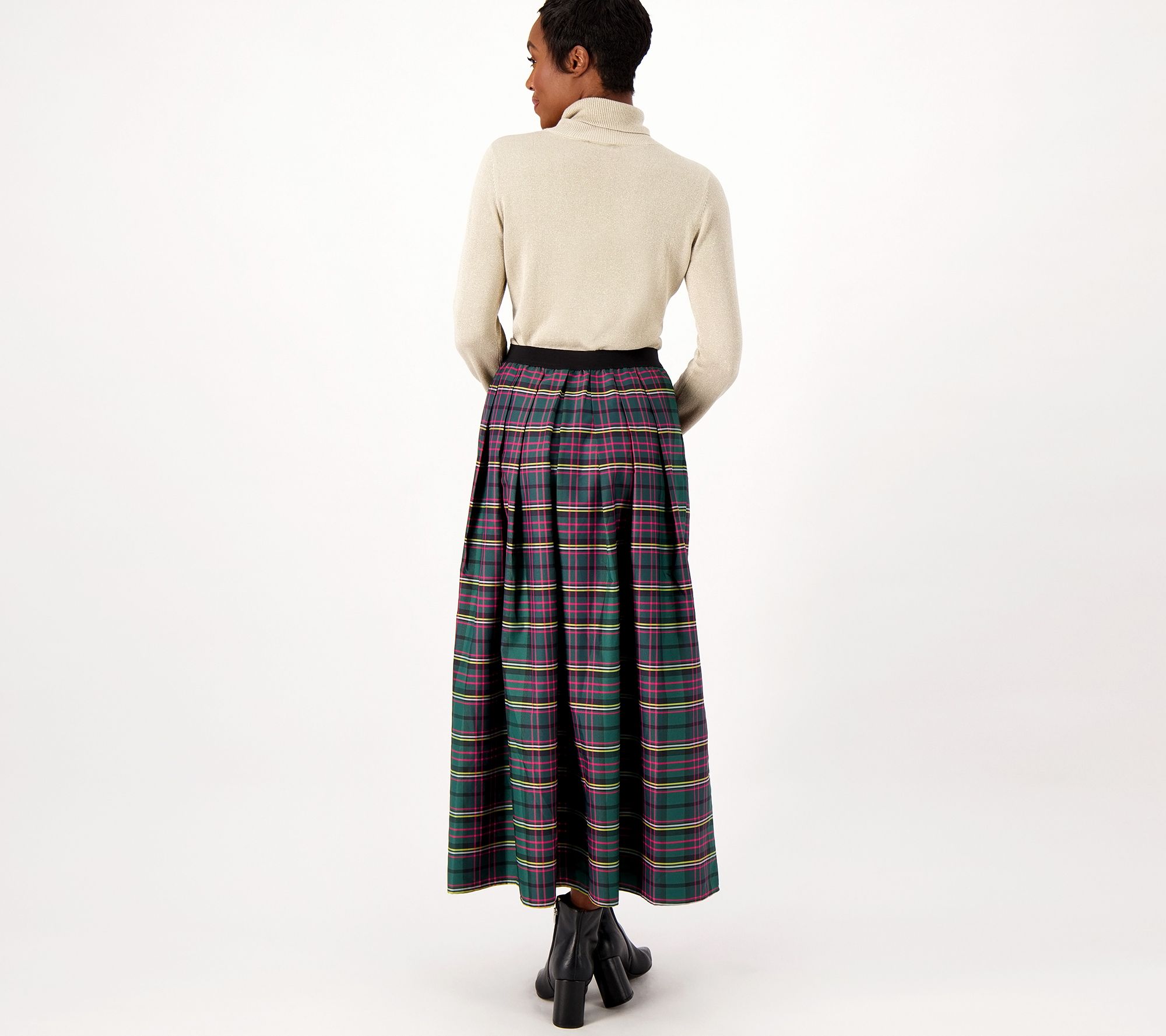 Joan Rivers Regular Tartan Plaid Taffeta Maxi Skirt - QVC.com