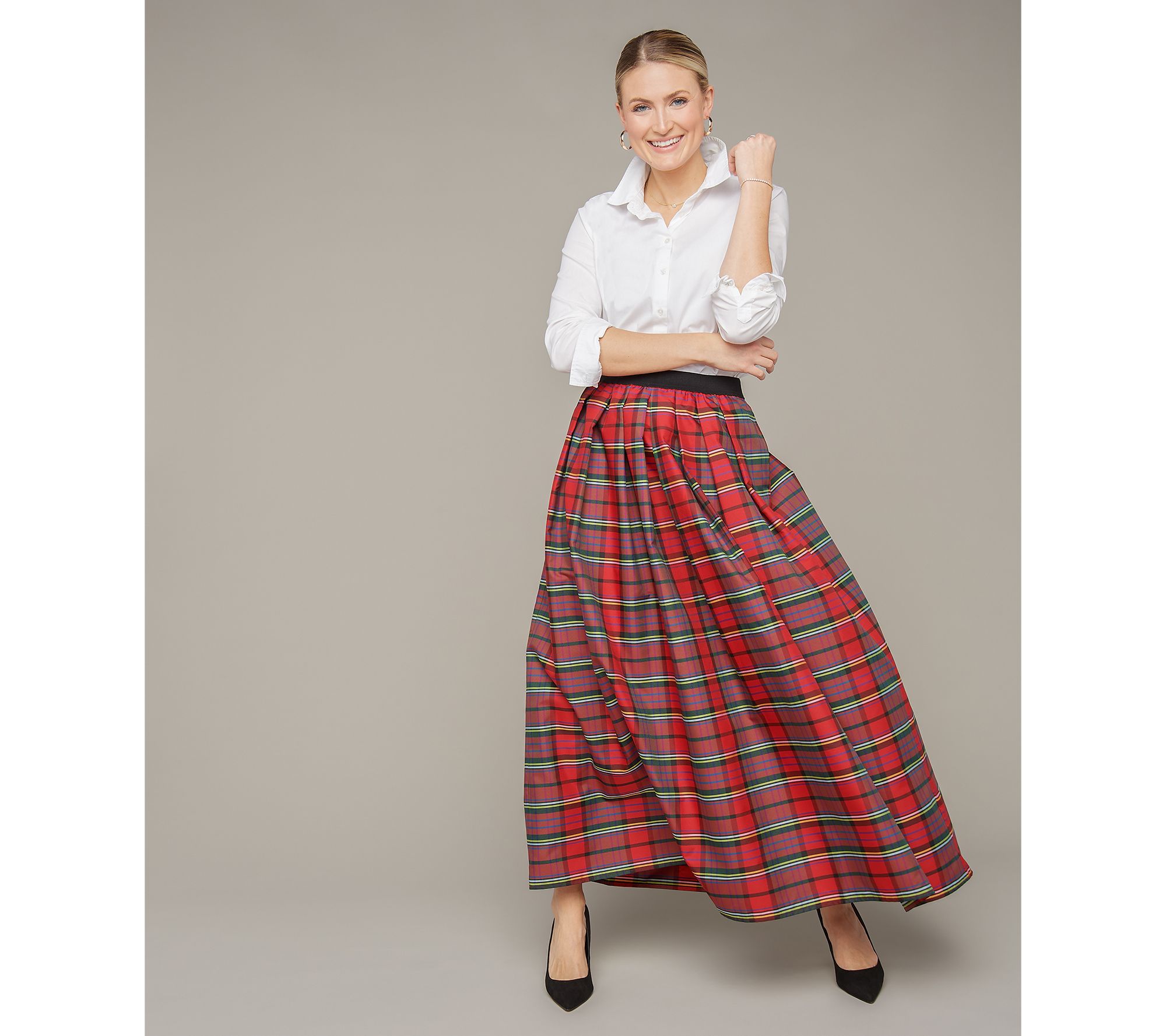 Christmas plaid taffeta skirt hotsell