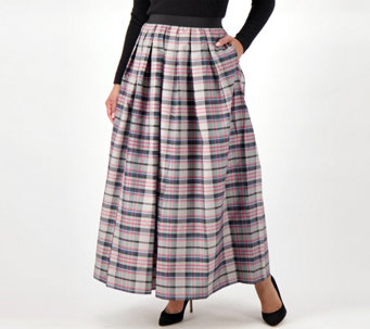 Joan Rivers Regular Tartan Plaid Taffeta Maxi Skirt