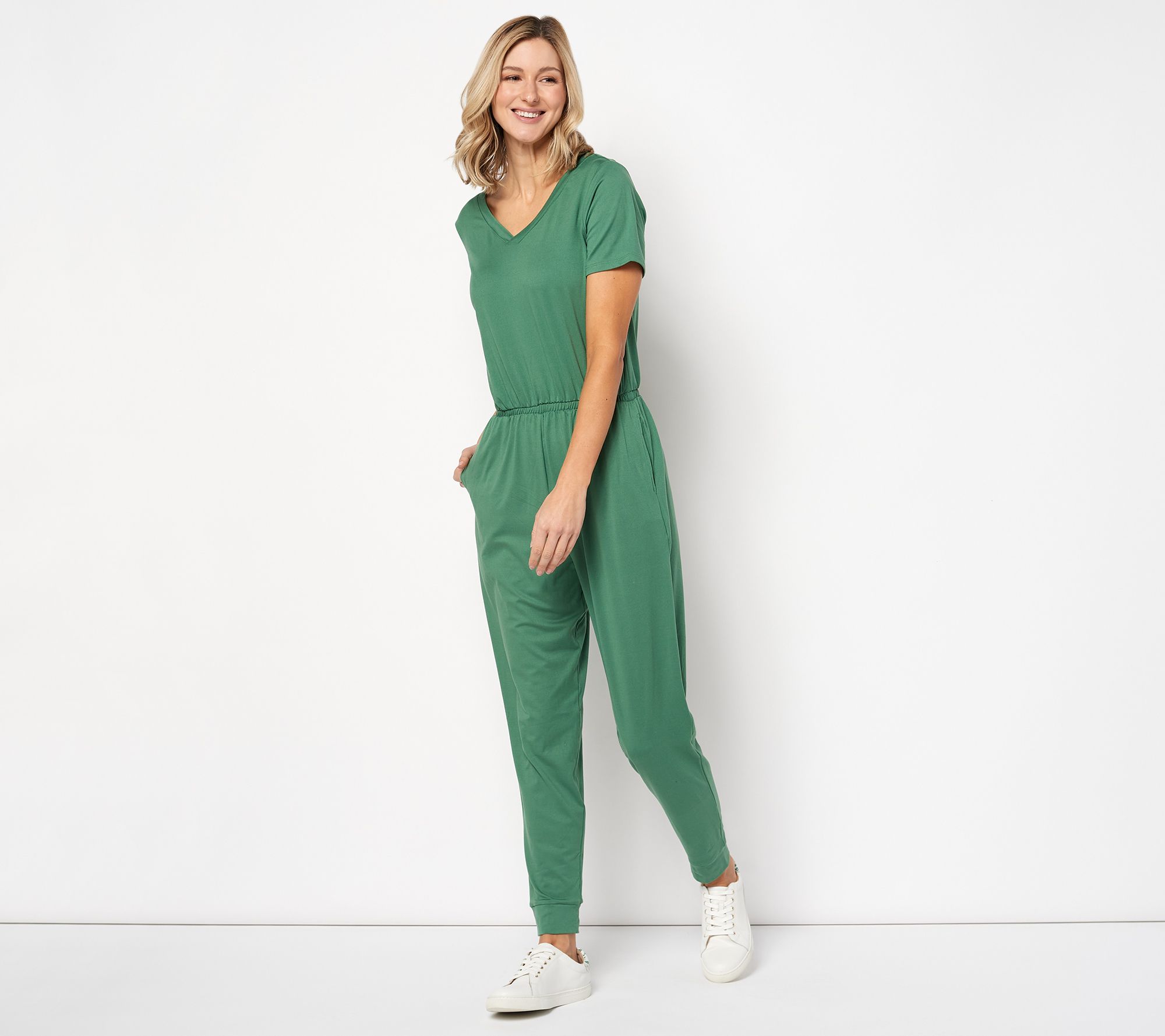 "As Is" Cuddl Duds Flexwear V-Neck Jogger Jumpsuit