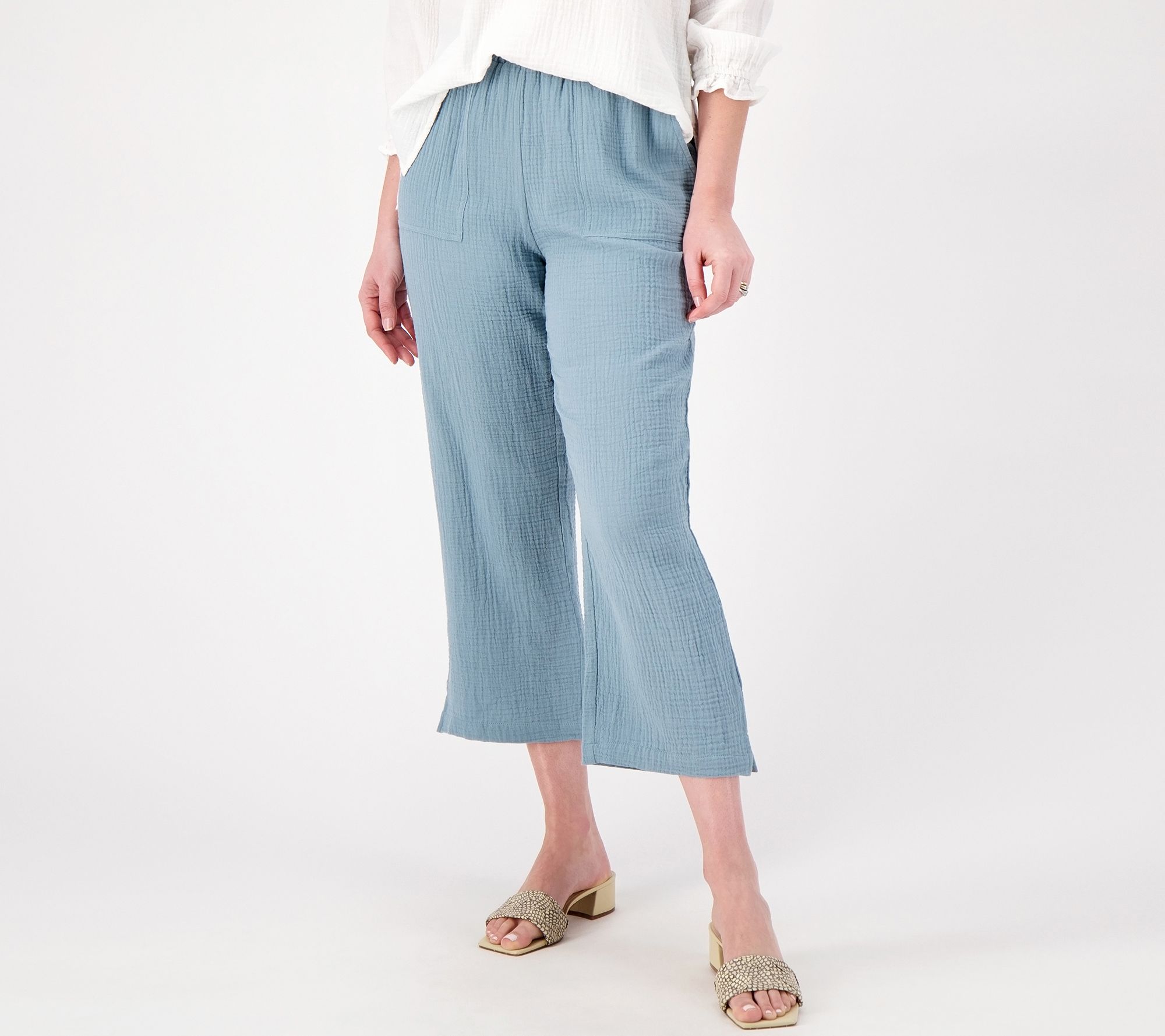 QVC) Denim & Co. Comfy Knit Air RegularStraight Crop Pant with Side Slits –  TVShoppingQueens