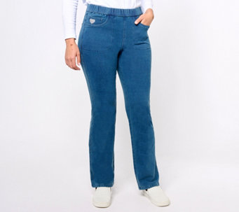 Quacker Factory DreamJeannes Regular Pull On 5 Pocket Boot Cut Jeans