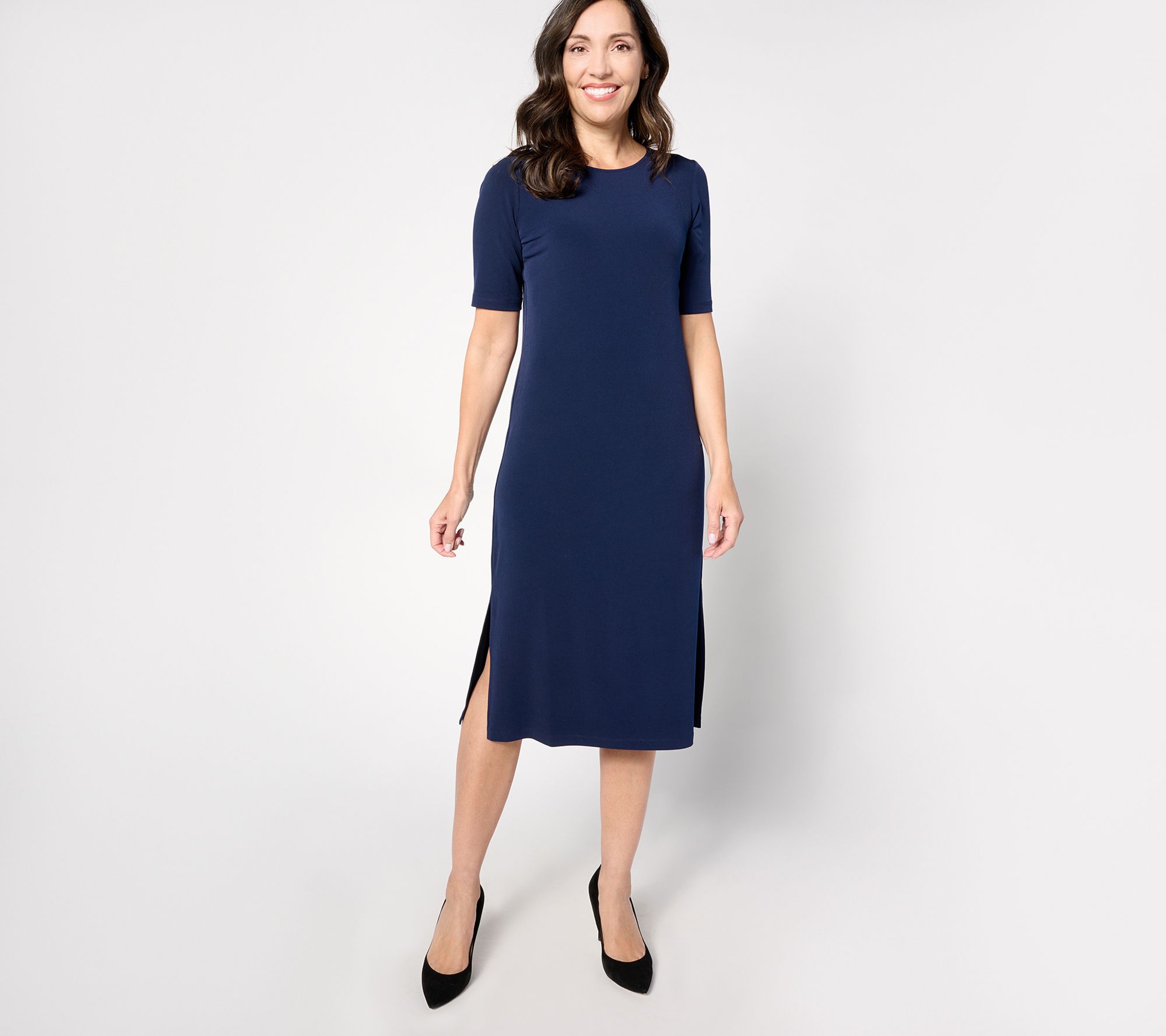Susan Graver Modern Essentials Regular Liquid Knit Midi Dress