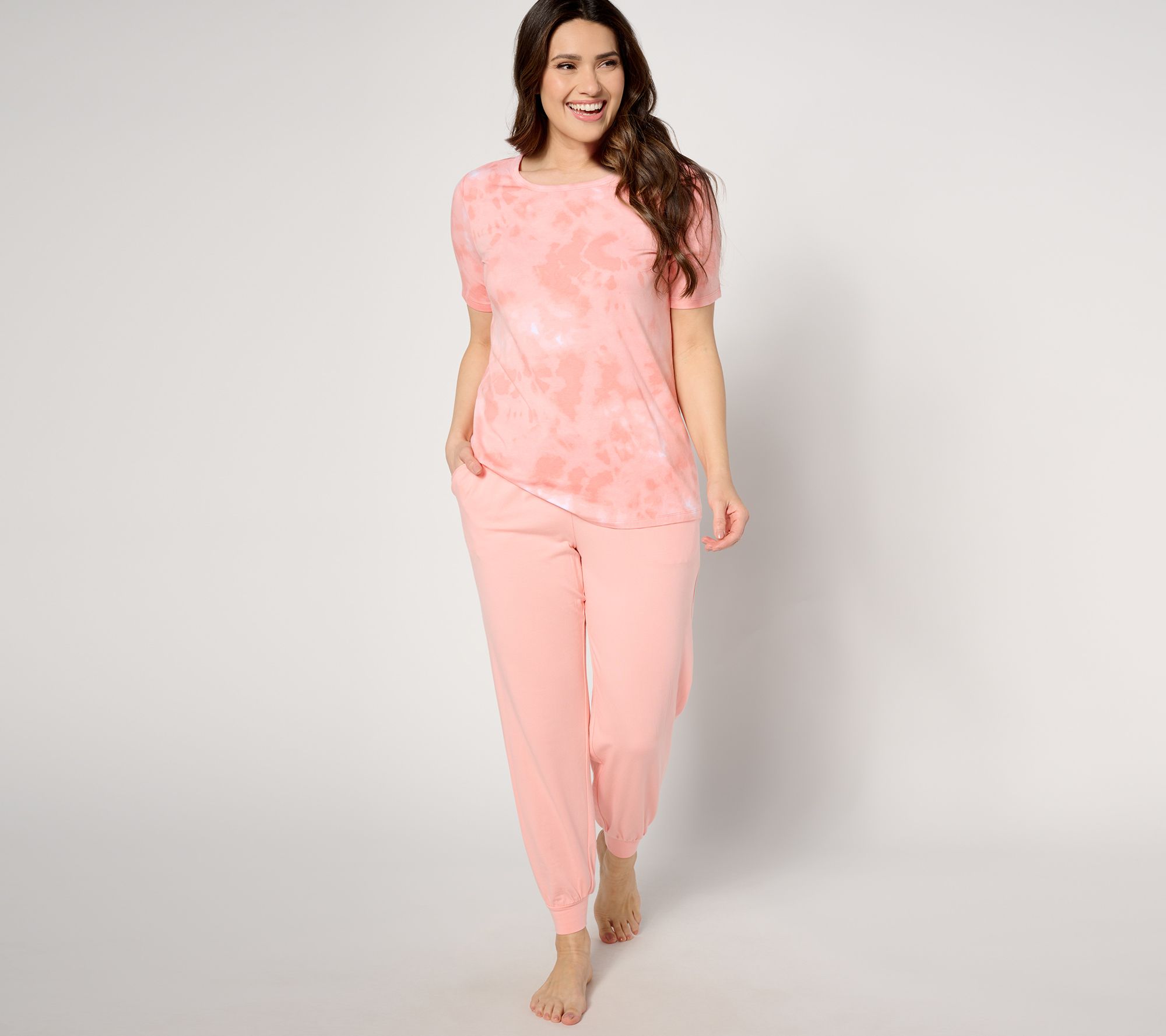 AnyBody Lounge Petite Cozy Knit Short Sleeve Top & Jogger