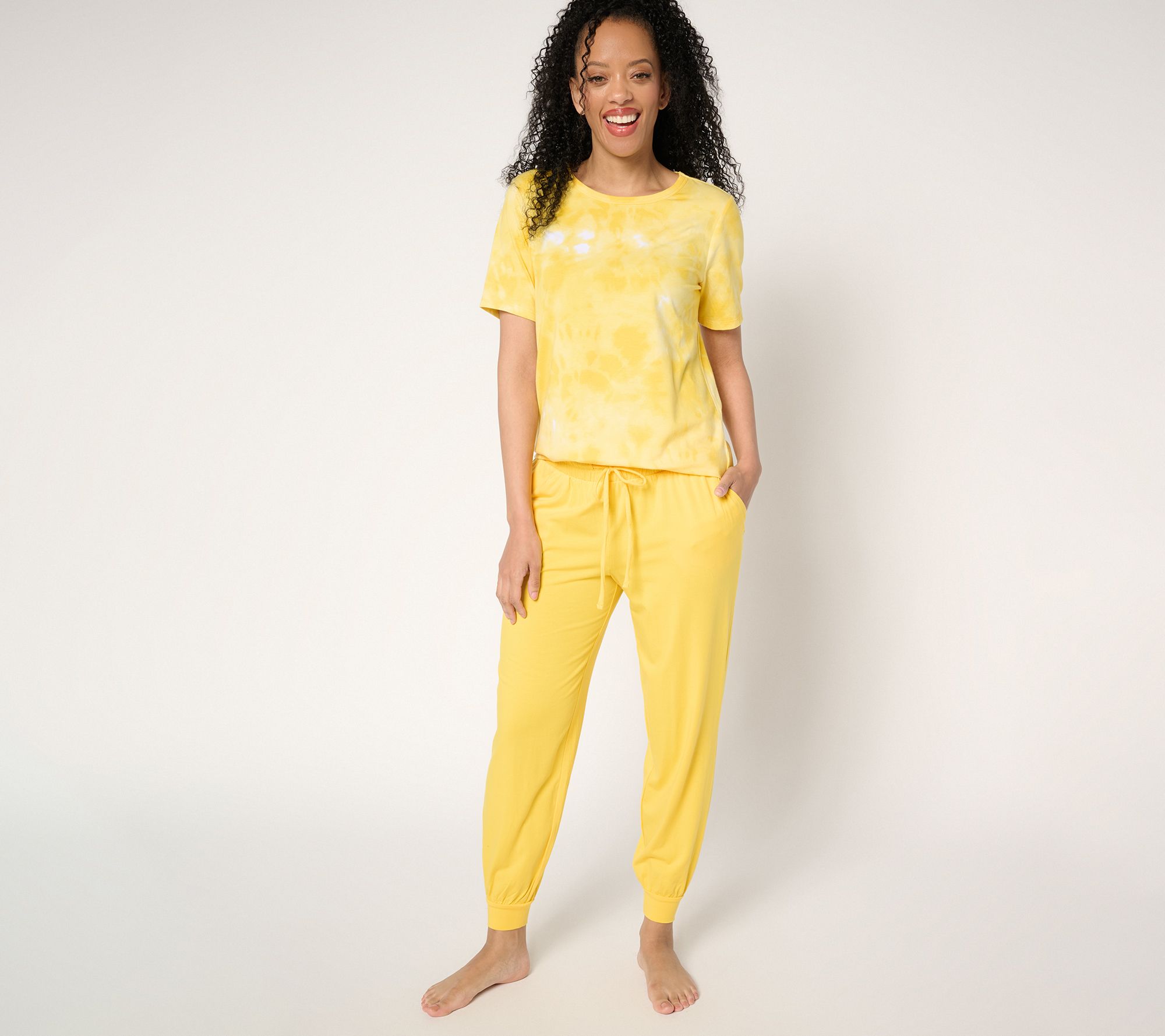 AnyBody Lounge Petite Cozy Knit Short Sleeve Top & Jogger