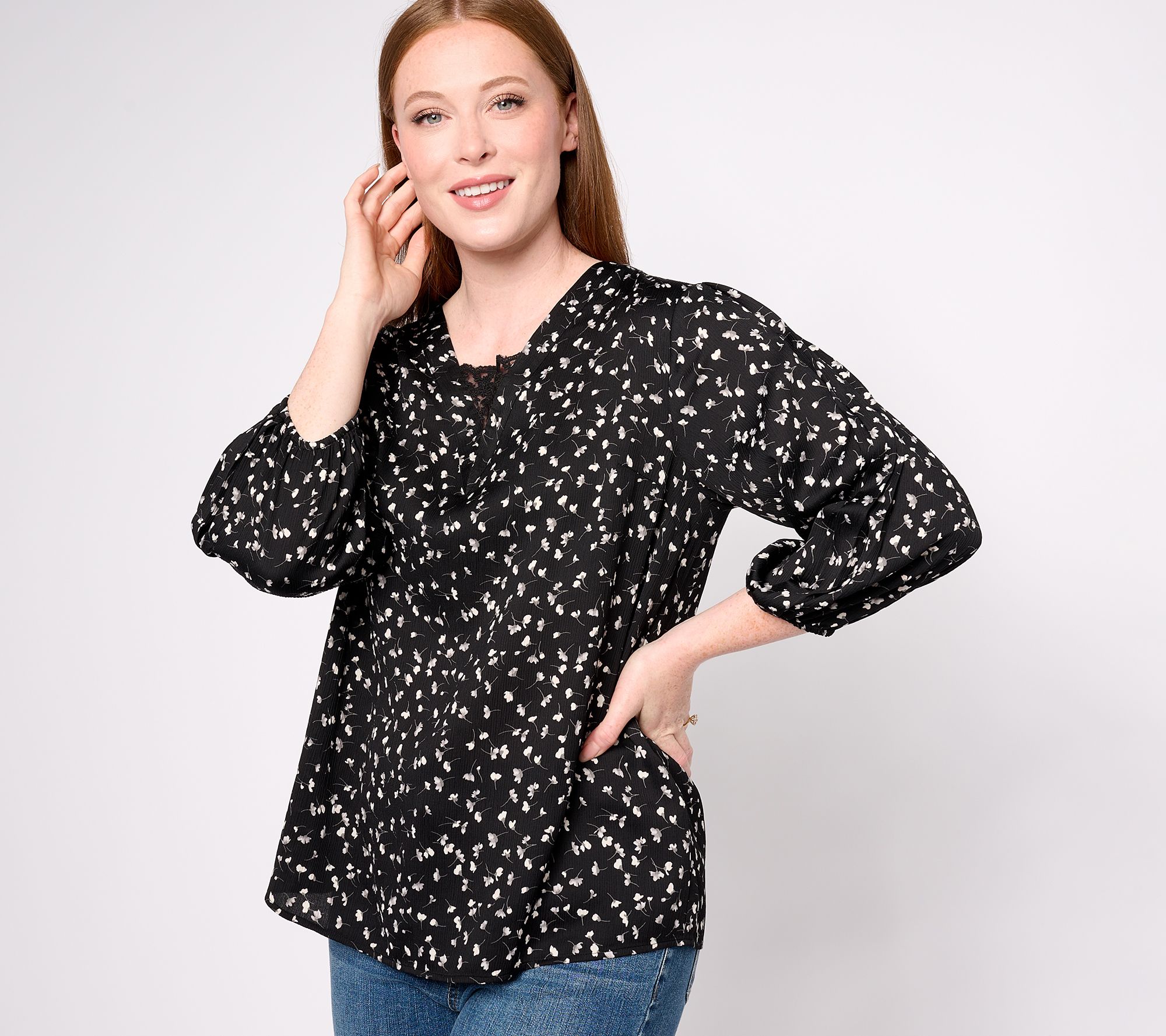 "As Is" Isaac Mizrahi Live! Woven Crepe Blouse with Pleat Detail