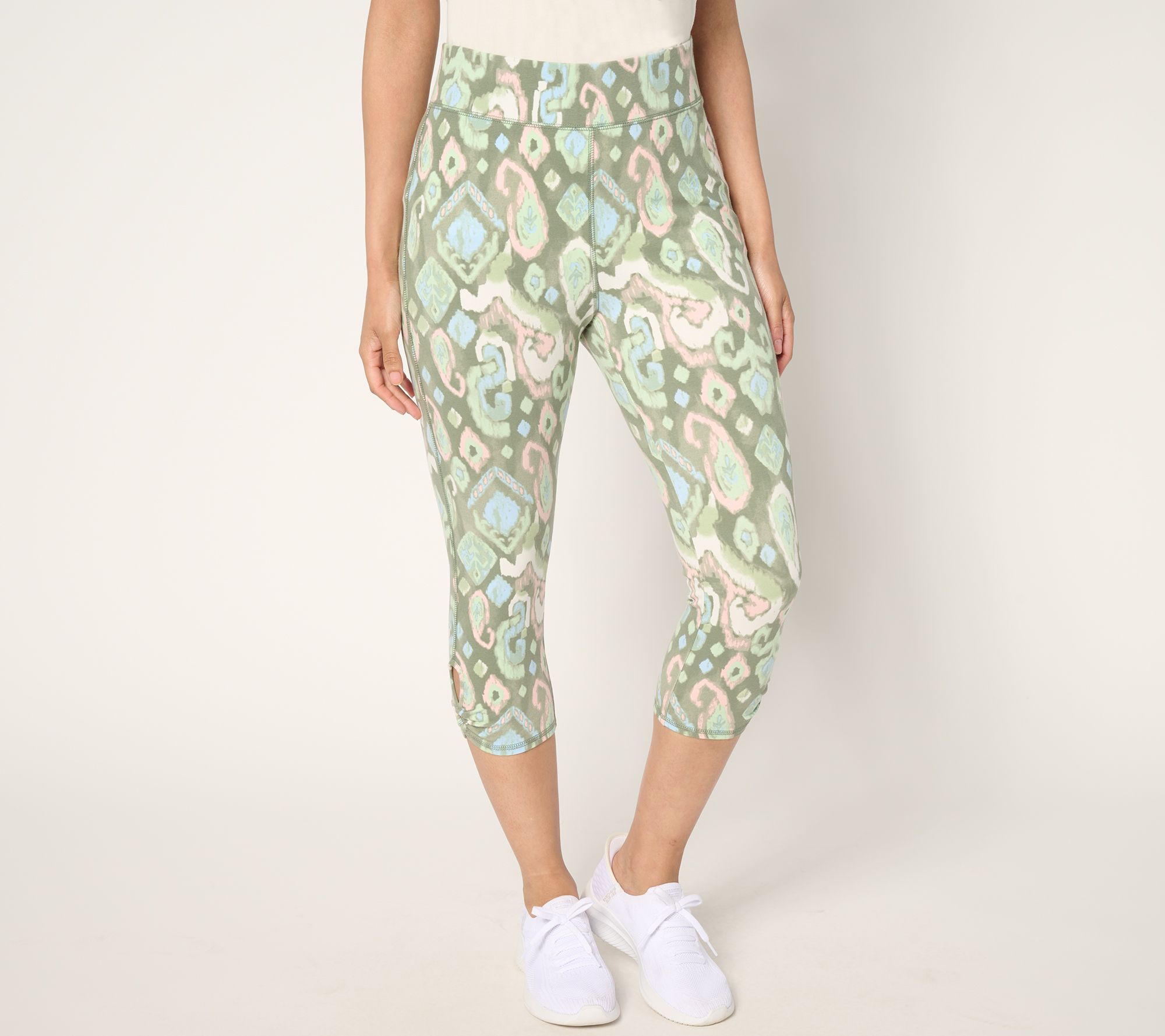 Denim& Co. Active Petite Printed Duo Stretch Capri Legging