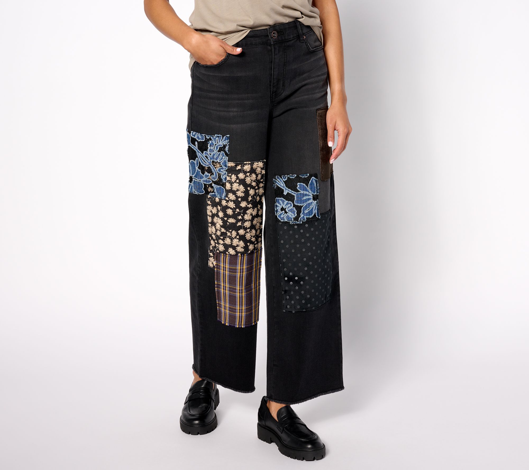 "As Is" LOGO by Lori Goldstein Special Edition Regular Patchwork Jeans
