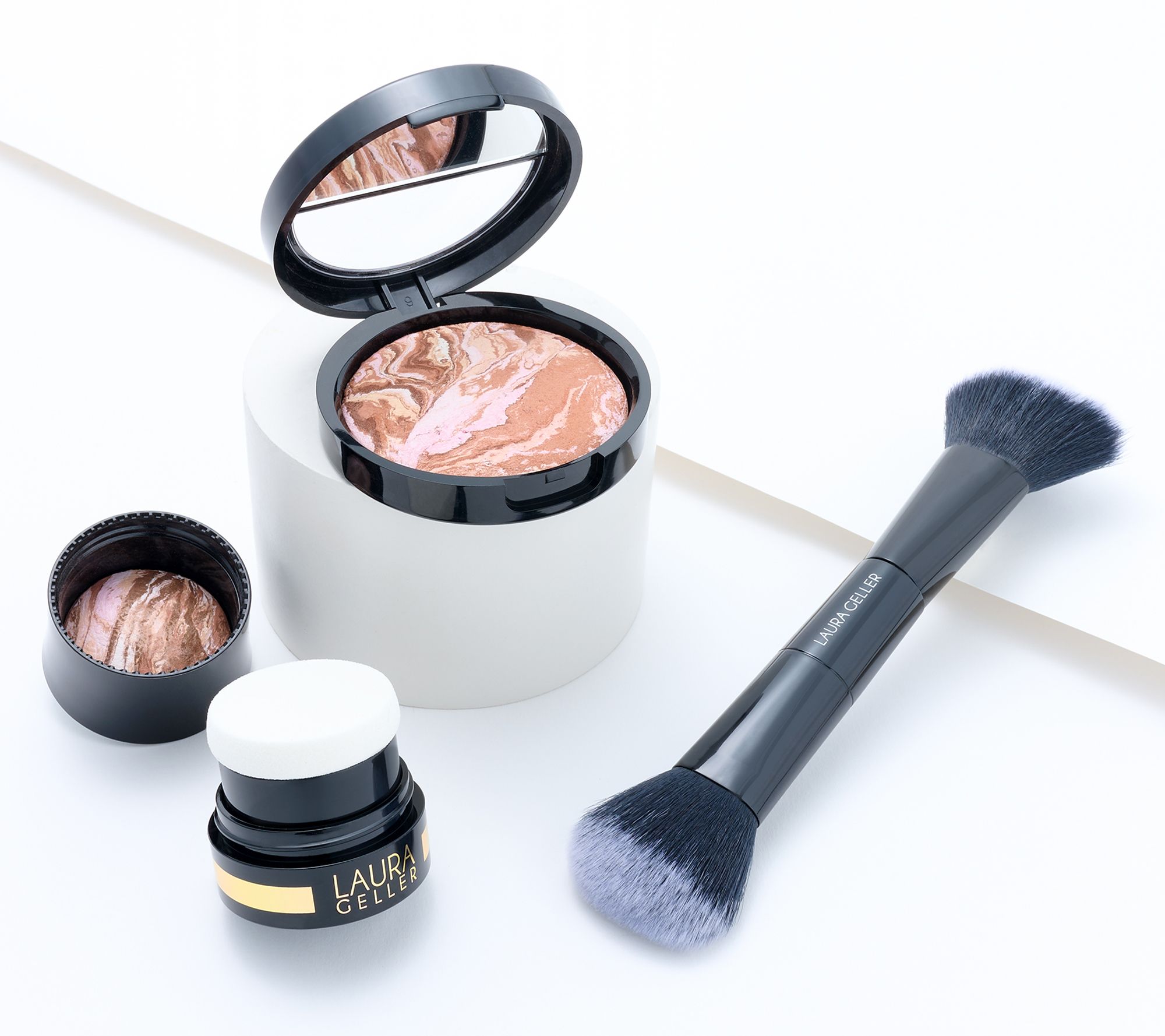 Laura Geller Bronze & Brighten Home & Away Set with Brush