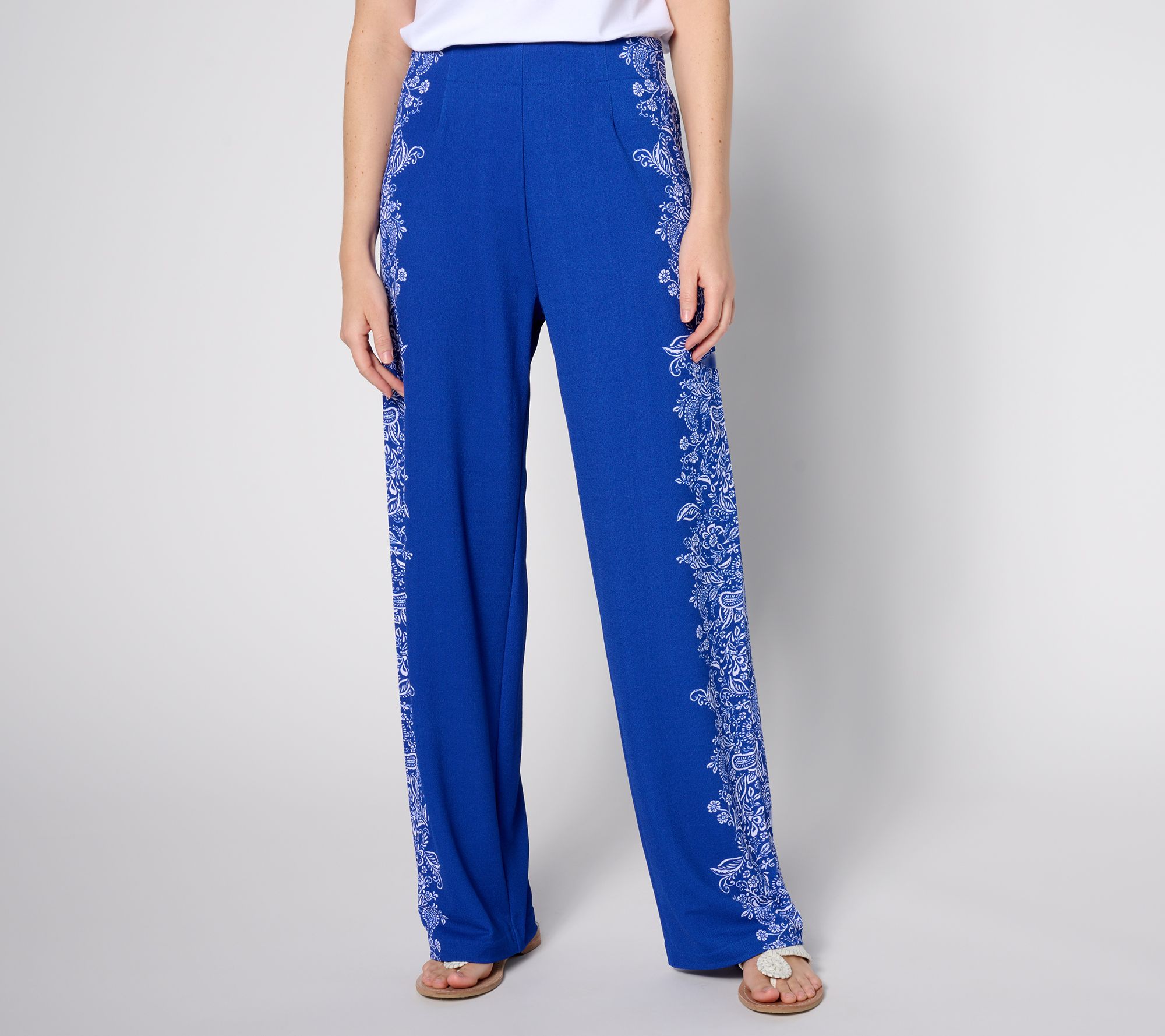 "As Is" Isaac Mizrahi Live! Regular Pebble Knit Placement Print Pants