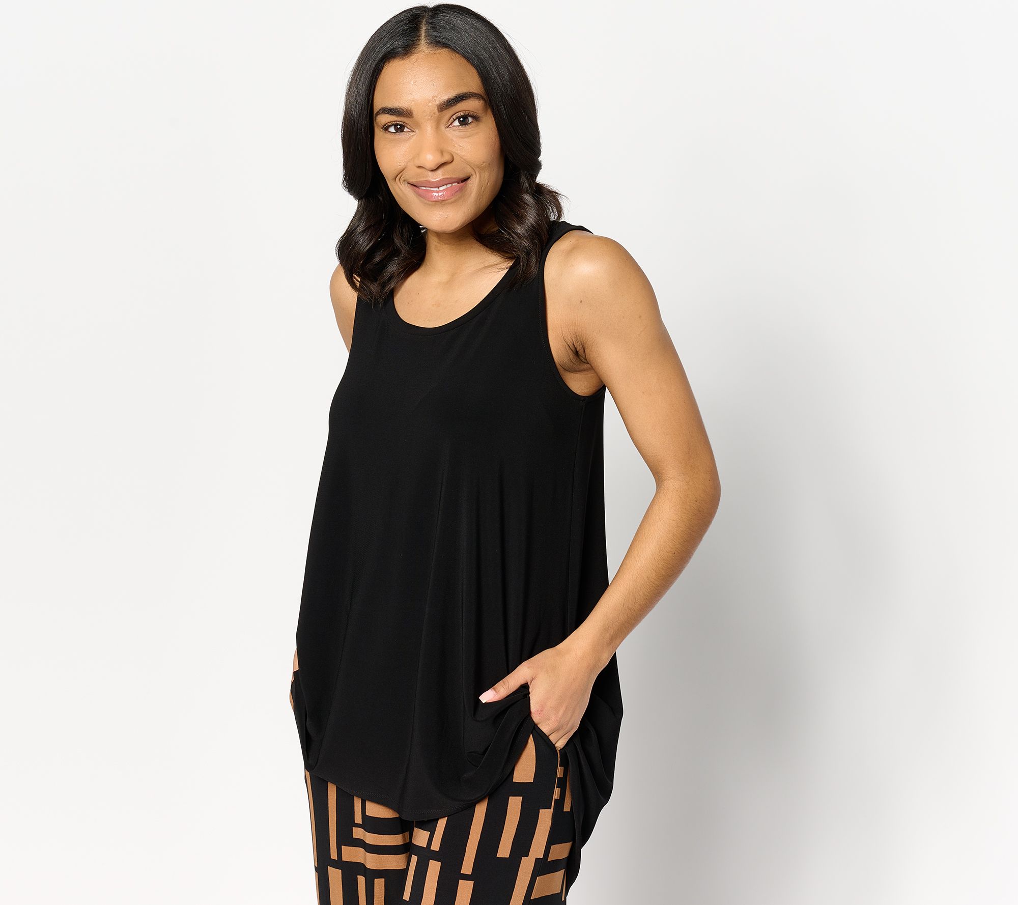 "As Is" Dennis Basso Hi-Low A-Line Italia Knit Sleeveless Top