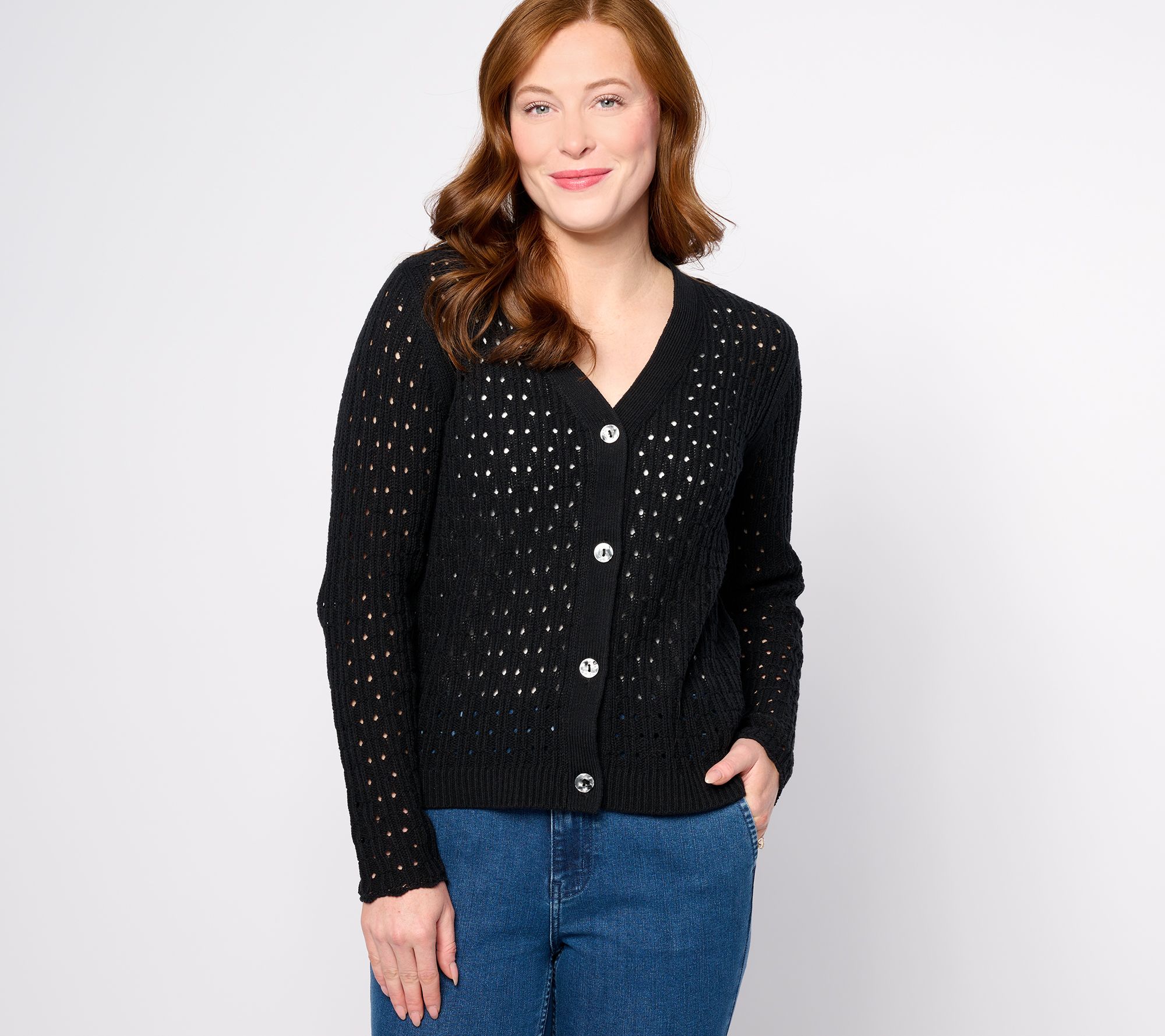 "As Is" BEAUTIFUL by Lawrence Zarian Novelty Stitch Cardigan