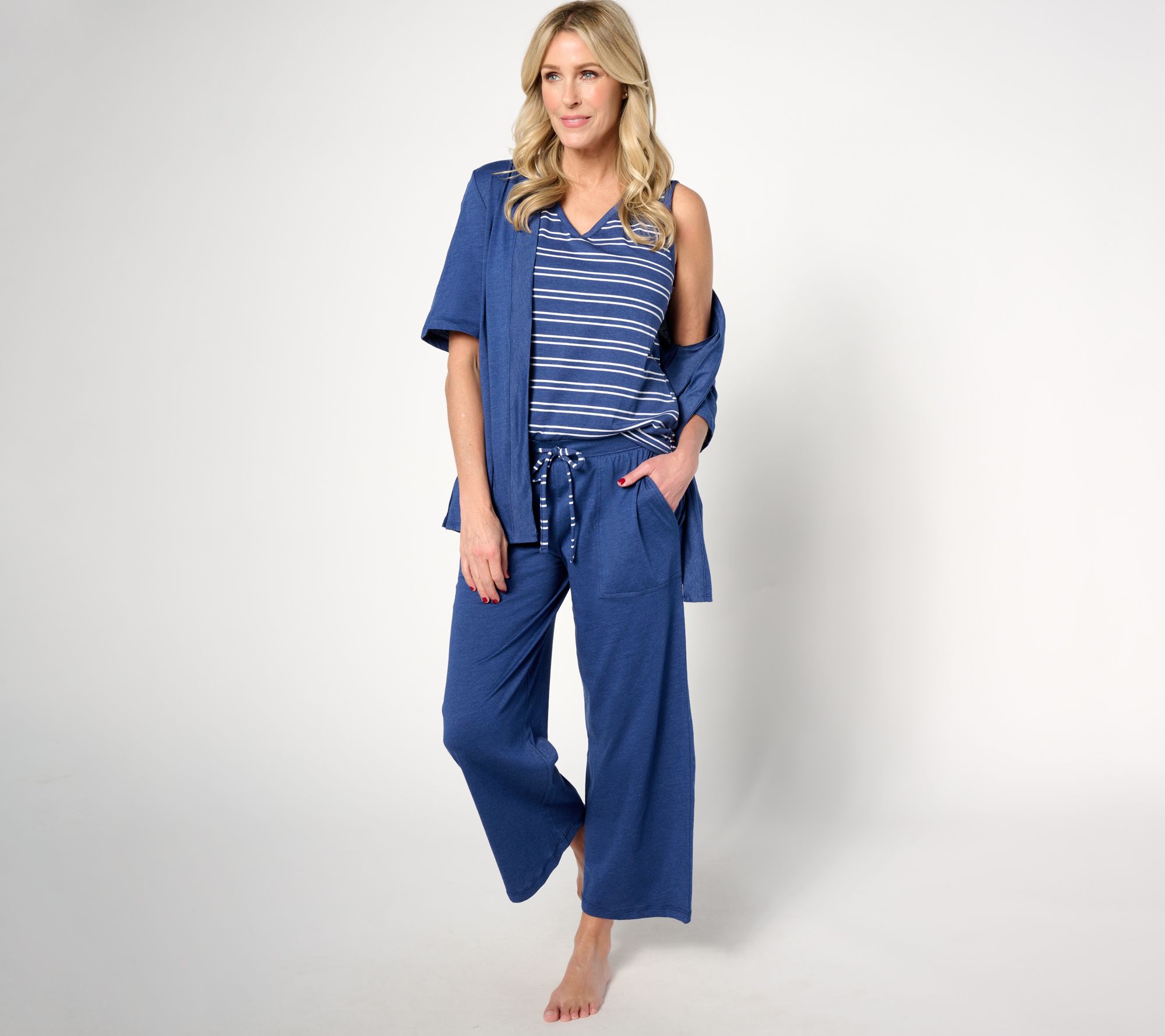 Carole Hochman Women's 4 Piece Pajama Set; Tank Top, SS Top, Short, a Capri  Pant