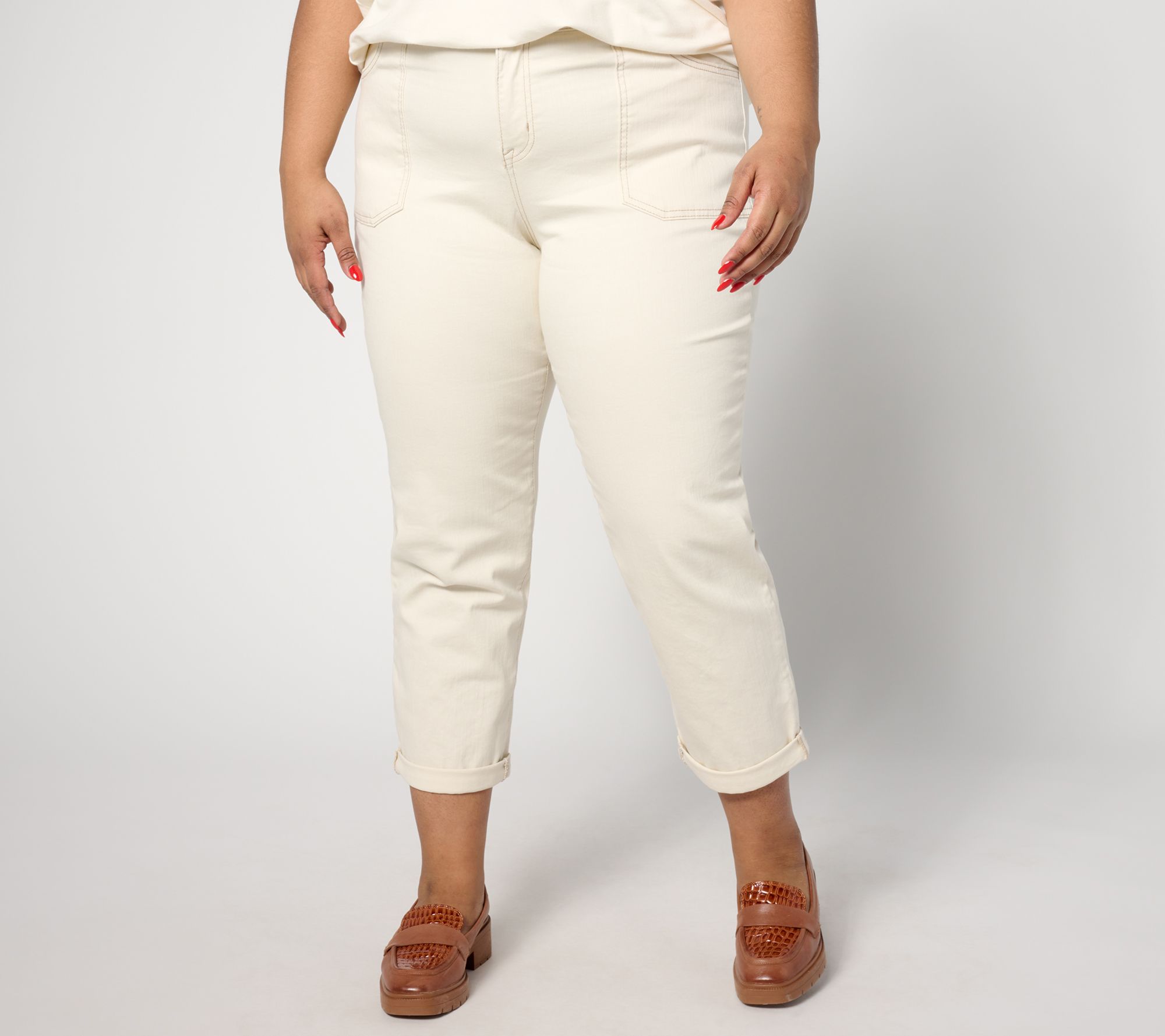 "As Is" LOGO by Lori Goldstein Regular Natural Boyfriend Jeans