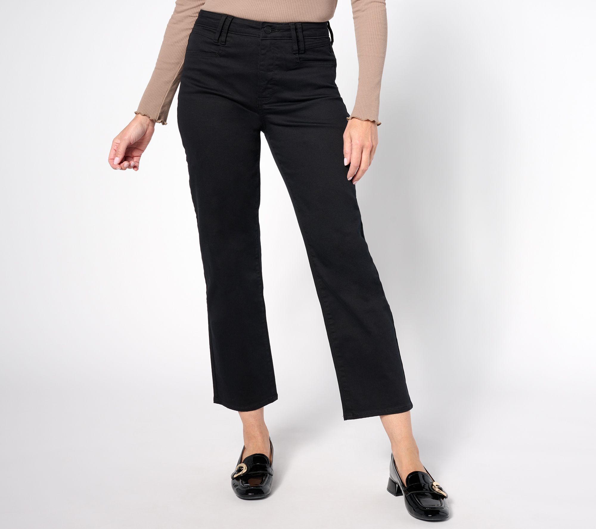 "As Is" NYDJ High Rise Bailey Relaxed Straight Ankle Jeans- Black