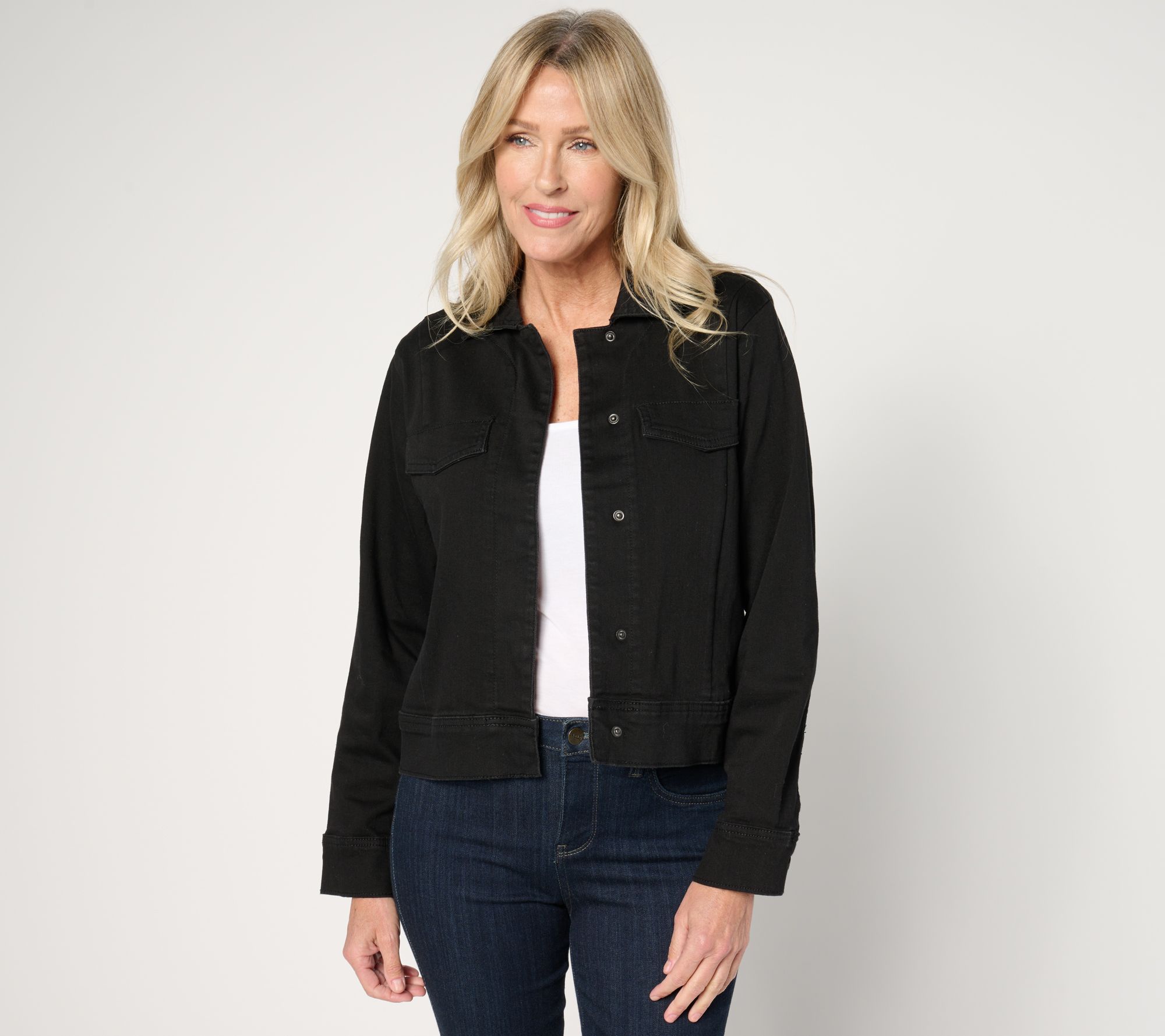 Denim Co. Signature Black Perfect Flex Denim Jacket