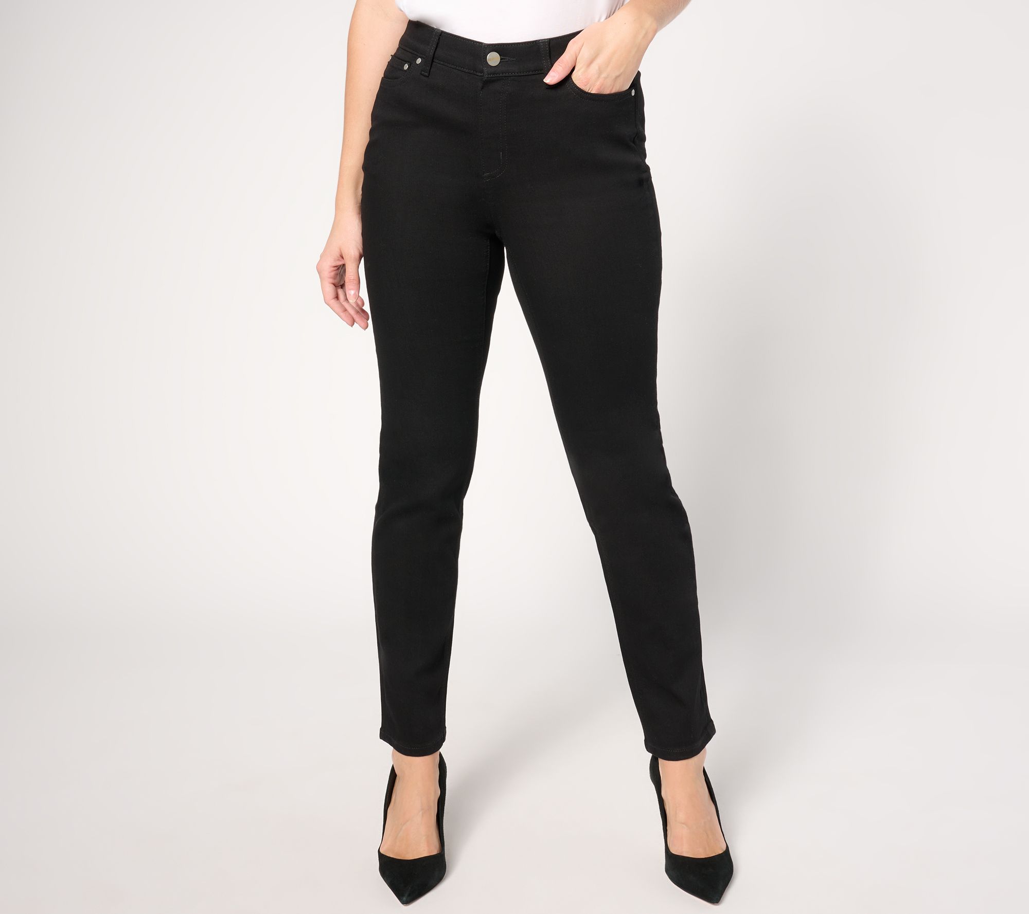 Denim & Co. Signature Petite Black Perfect Flex Pull-On Jean