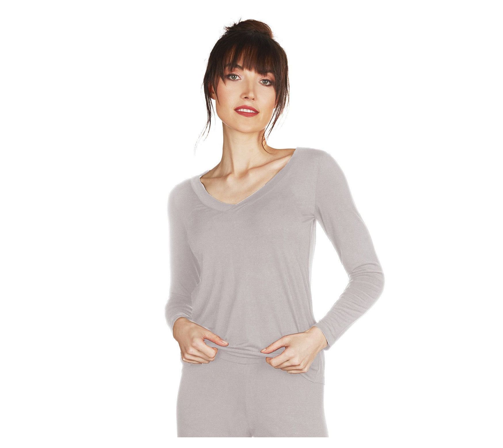 Memoi Rayon from Bamboo V-Neck Long SleeveLounge Top