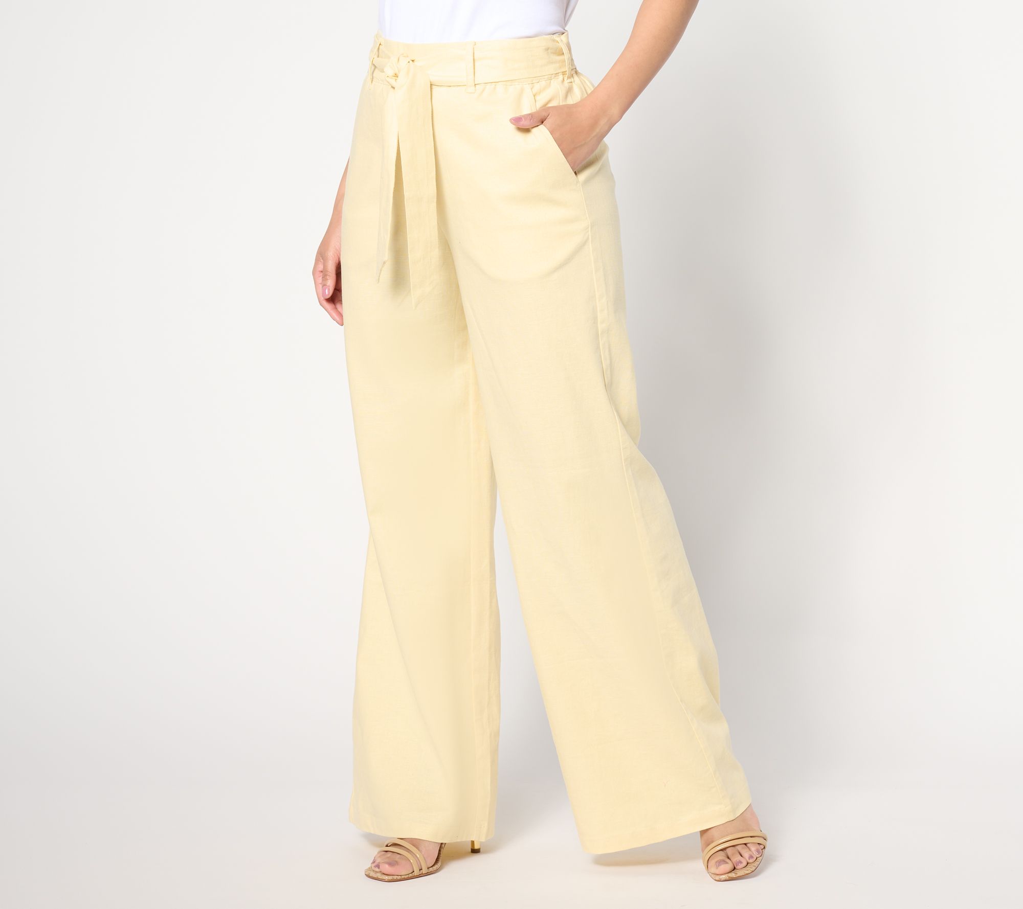 "As Is" BEAUTIFUL by Lawrence Zarian Petite Stretch Linen Pant