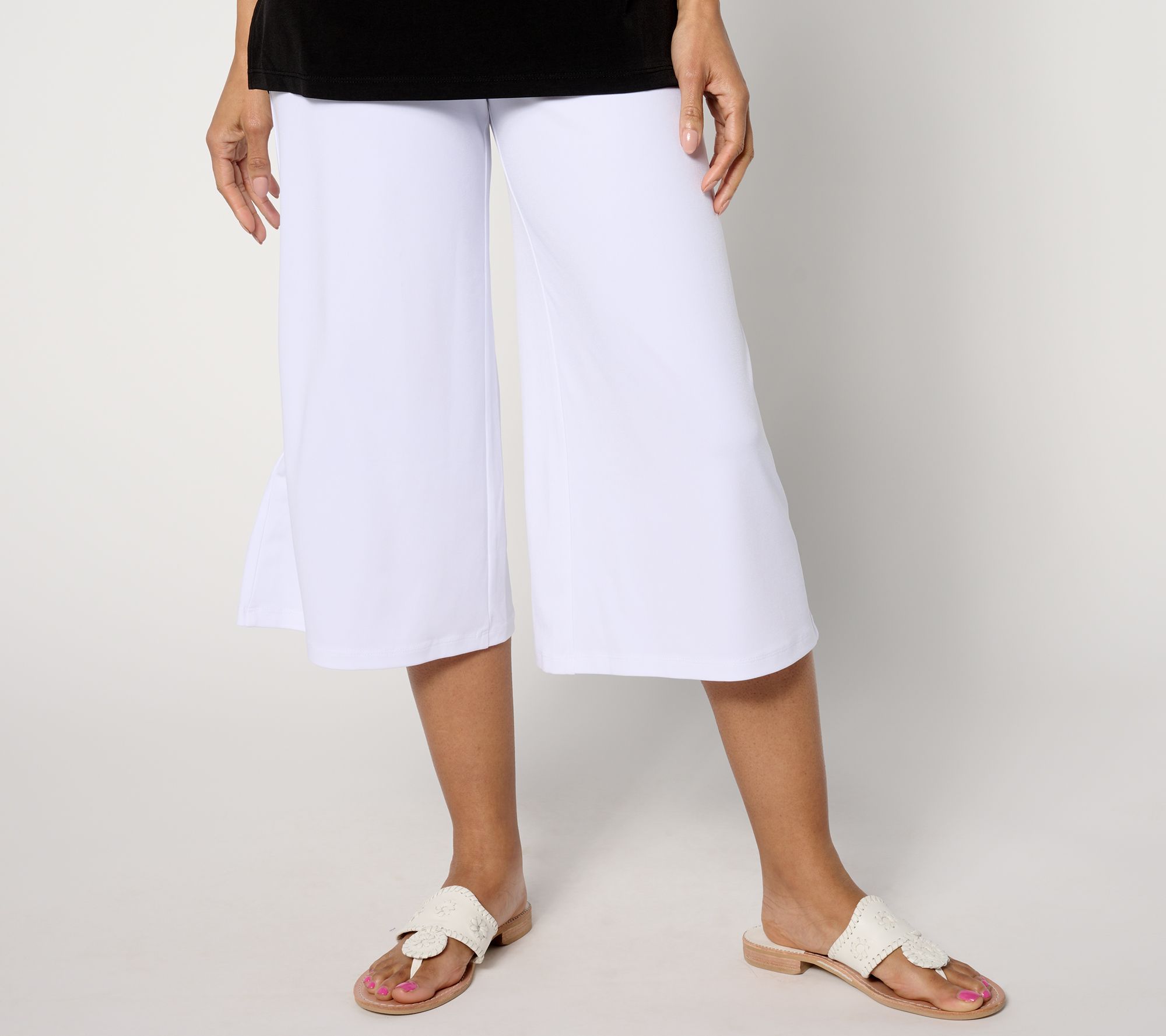 "As Is" Dennis Basso Petite Italia Knit Wide Leg Crop Pant
