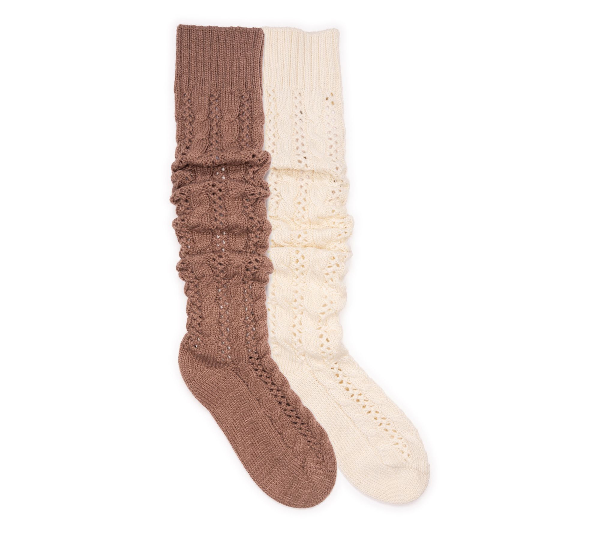 MUK LUKS Women's Set of 2 Slouchy Knit Cable Tall Socks