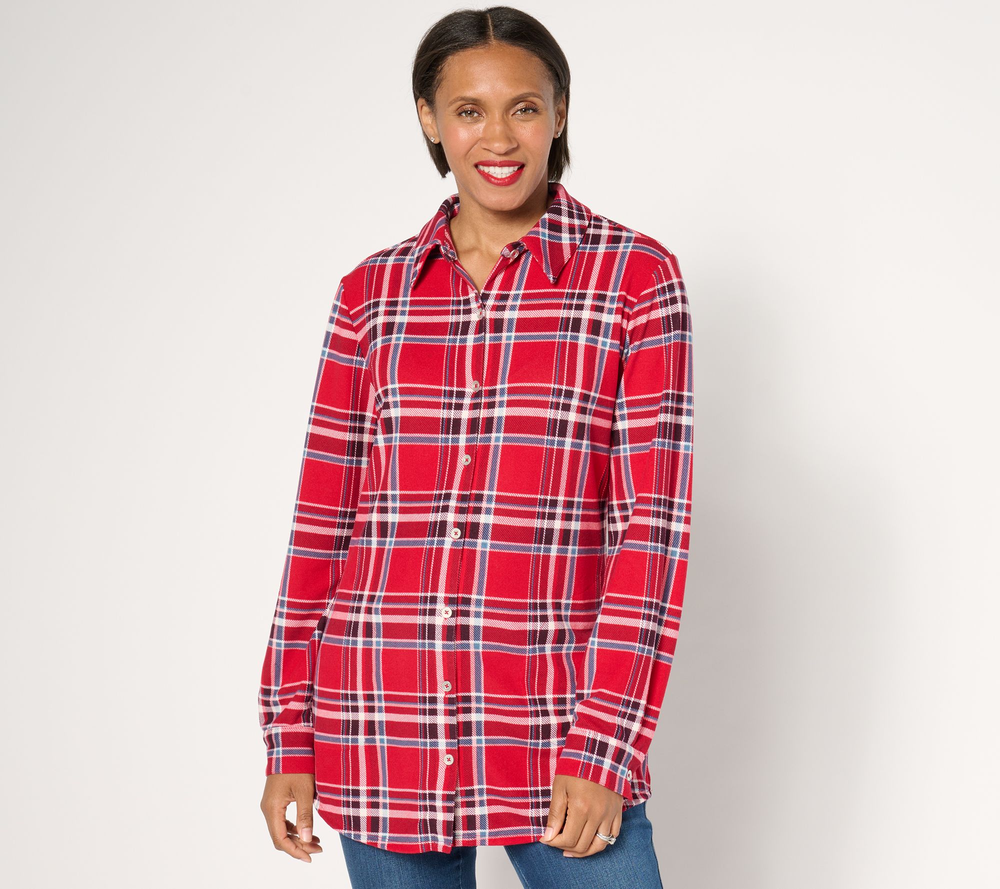 "As Is" Denim & Co. Regular Heavenly Jersey Button Front Tunic