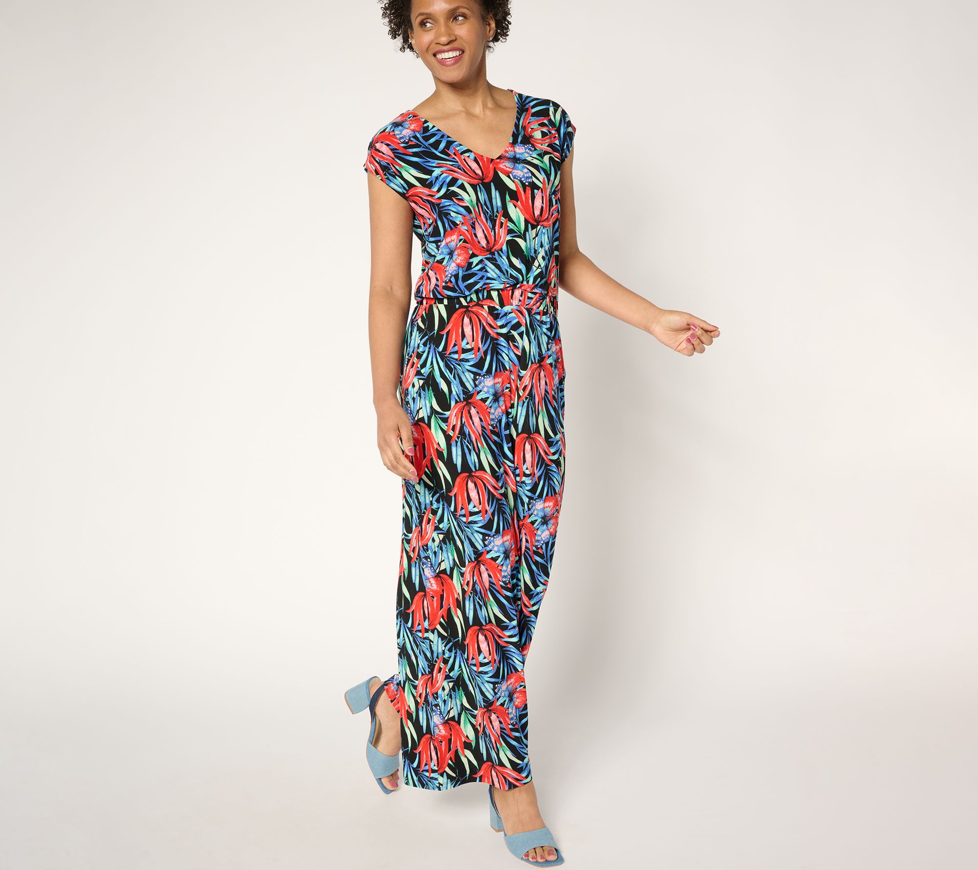 Attitudes by Renee Regular Como Jersey Printed Jumpsuit