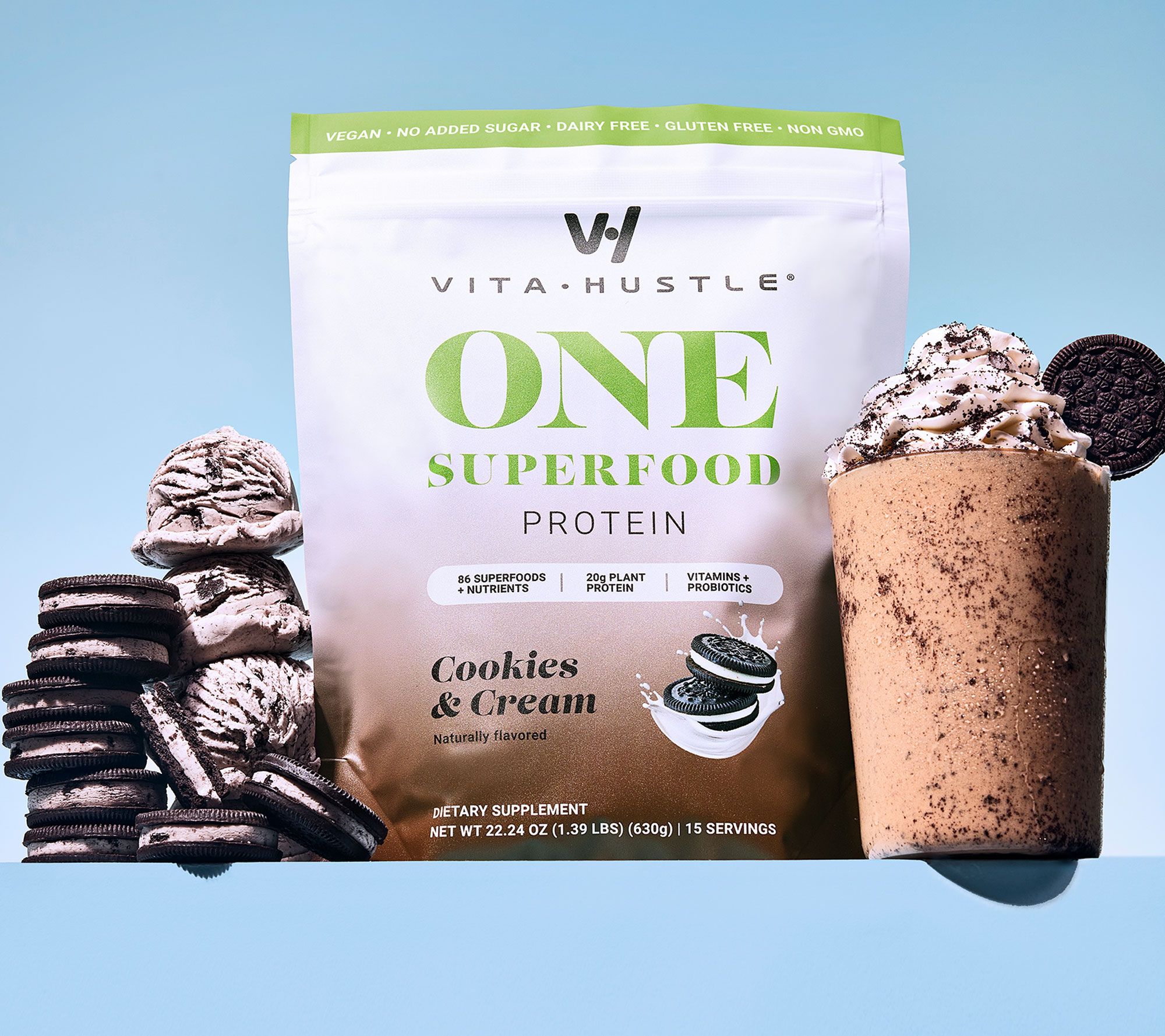 VitaHustle ONE Superfood Plant-Based Protein Shake 15-Servings