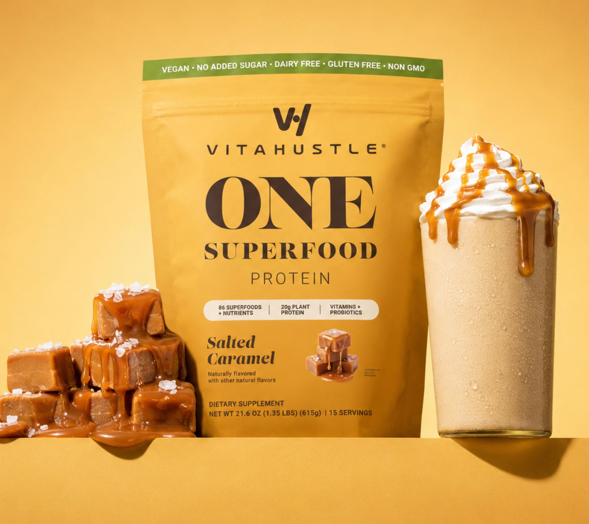 VitaHustle ONE Superfood Plant-Based Protein Shake 15-Servings