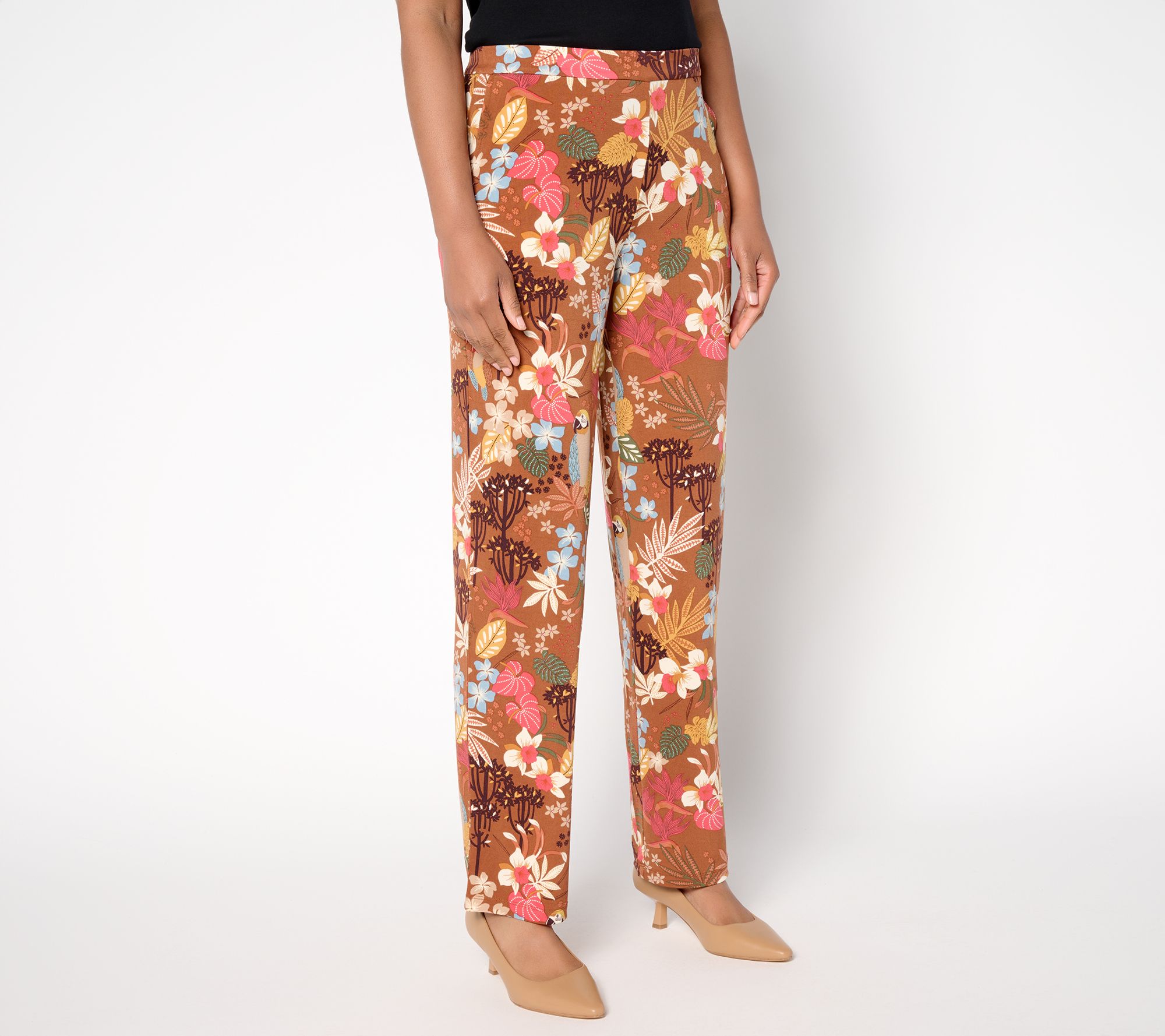 Susan Graver Regular Printed Liquid Knit Sofia Straight Leg Pants