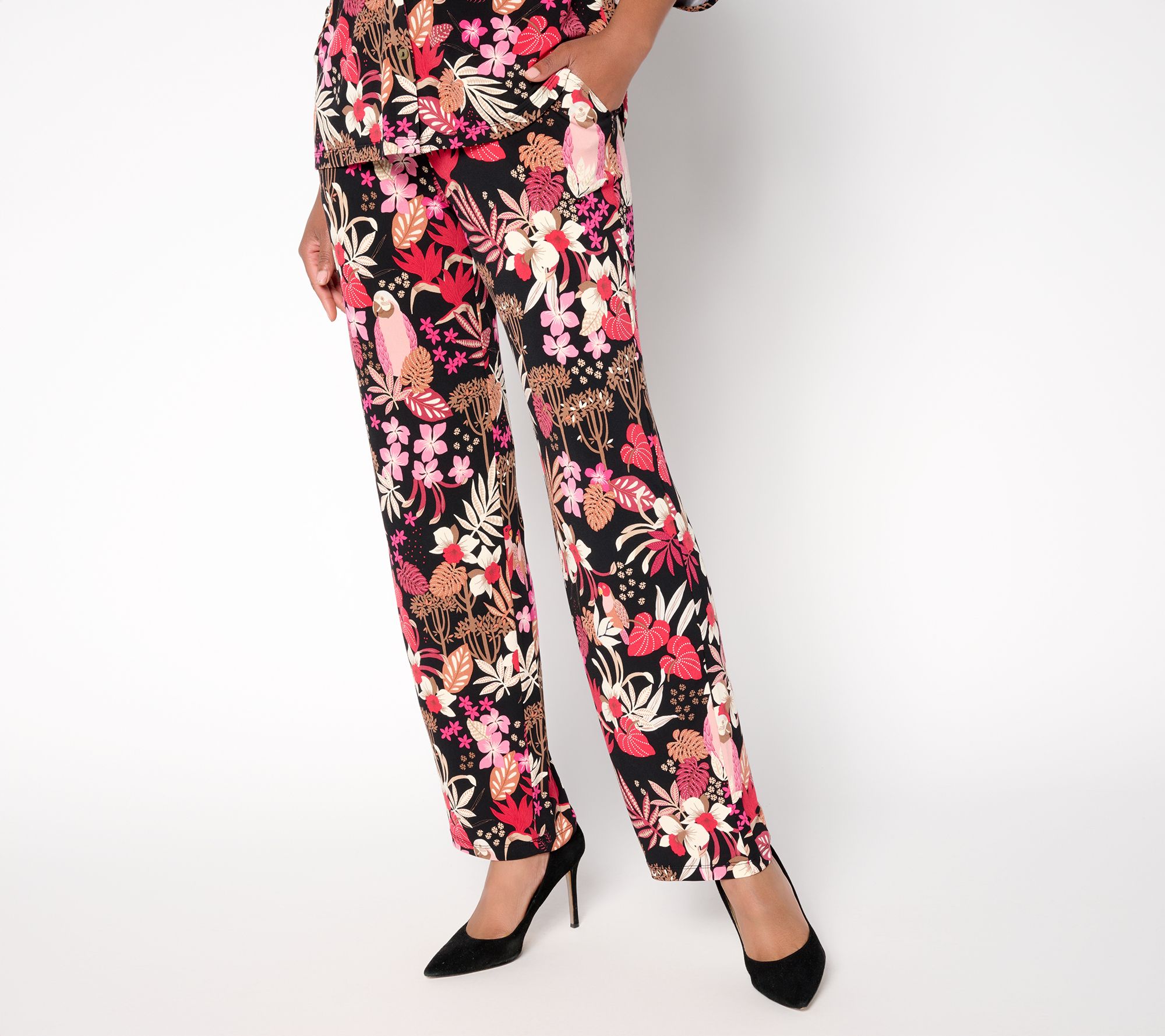 Susan Graver Regular Printed Liquid Knit Sofia Straight Leg Pants