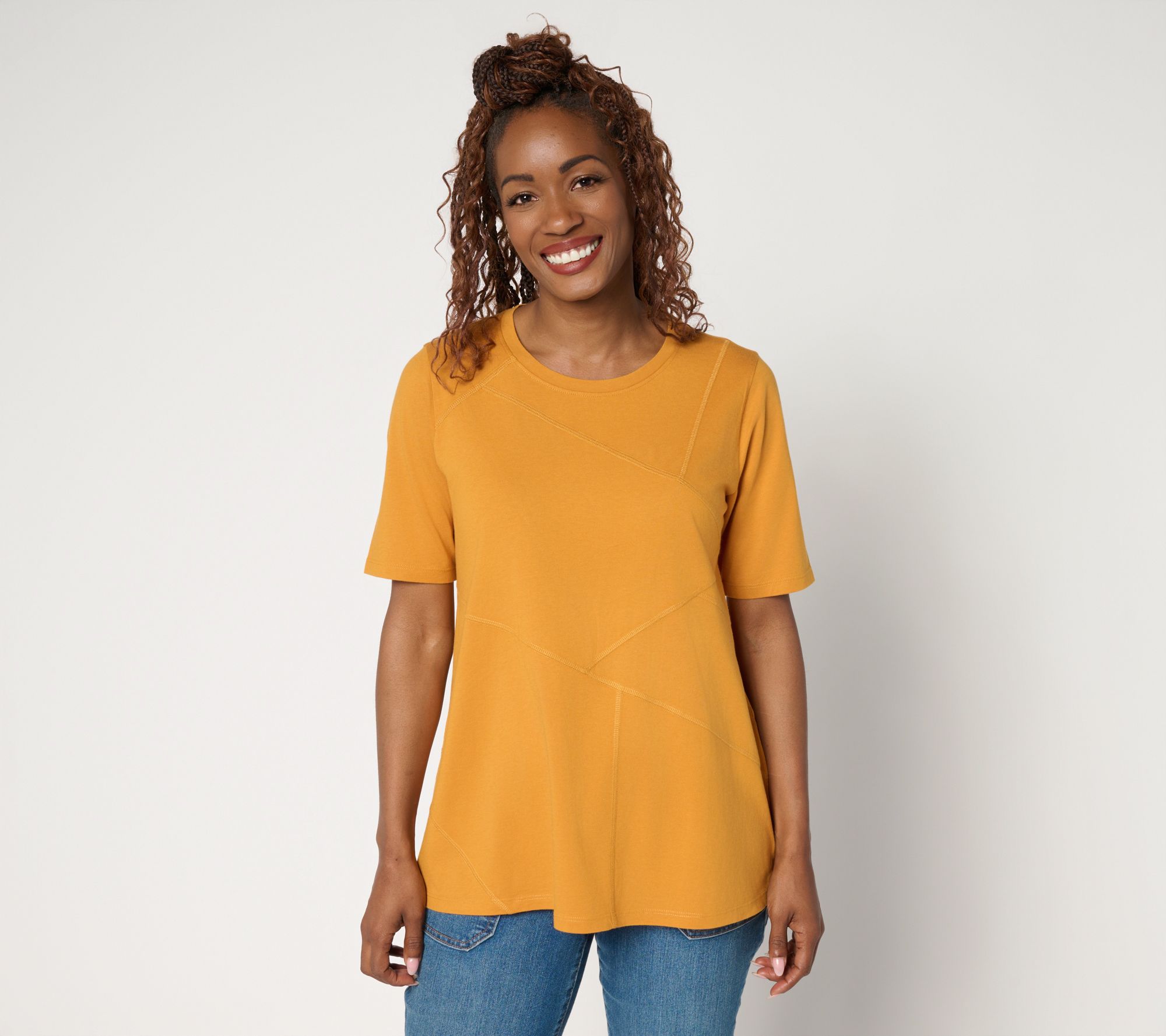 LOGO by Lori Goldstein Knit Patchwork Seam Top