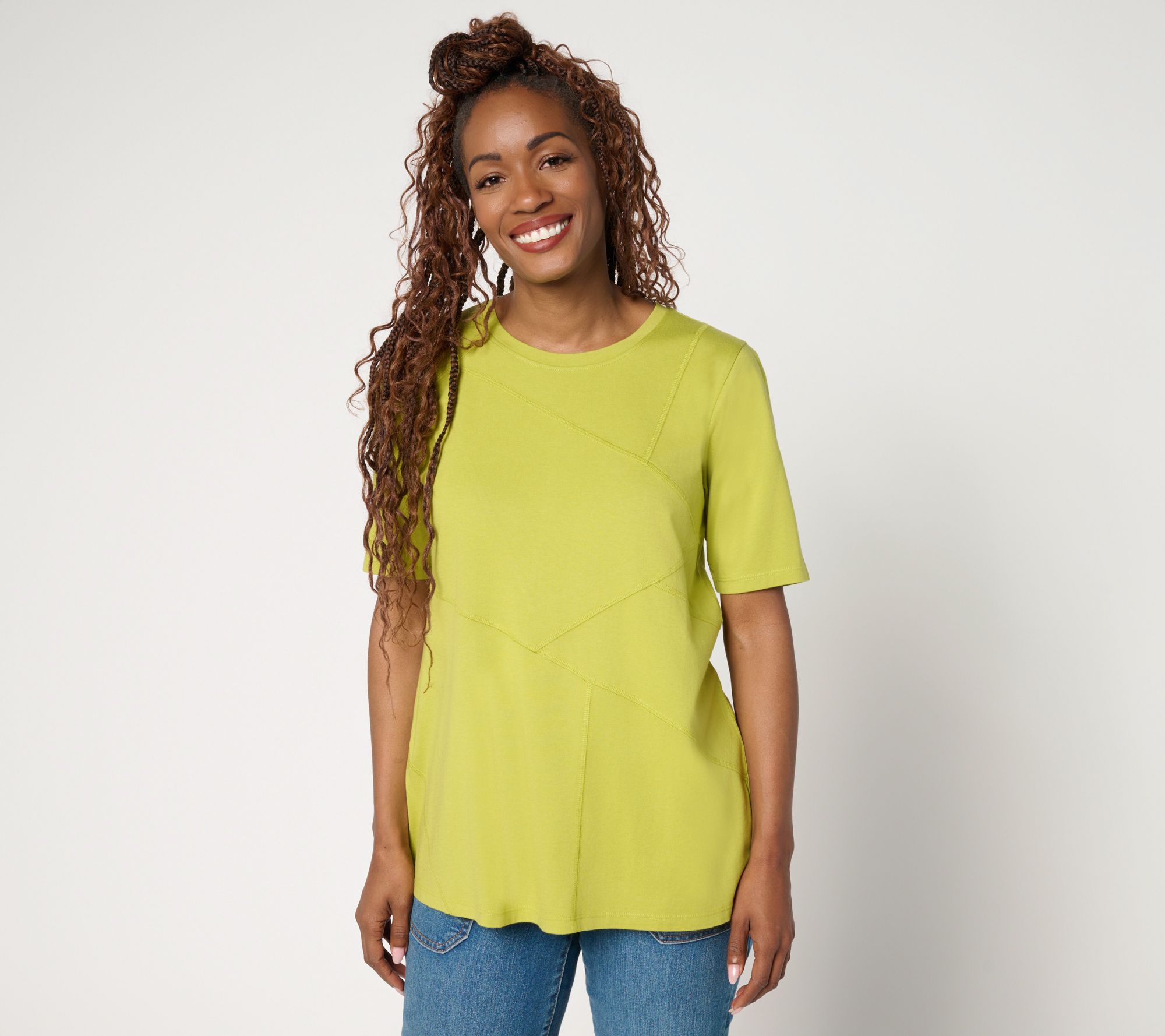 LOGO by Lori Goldstein Knit Patchwork Seam Top