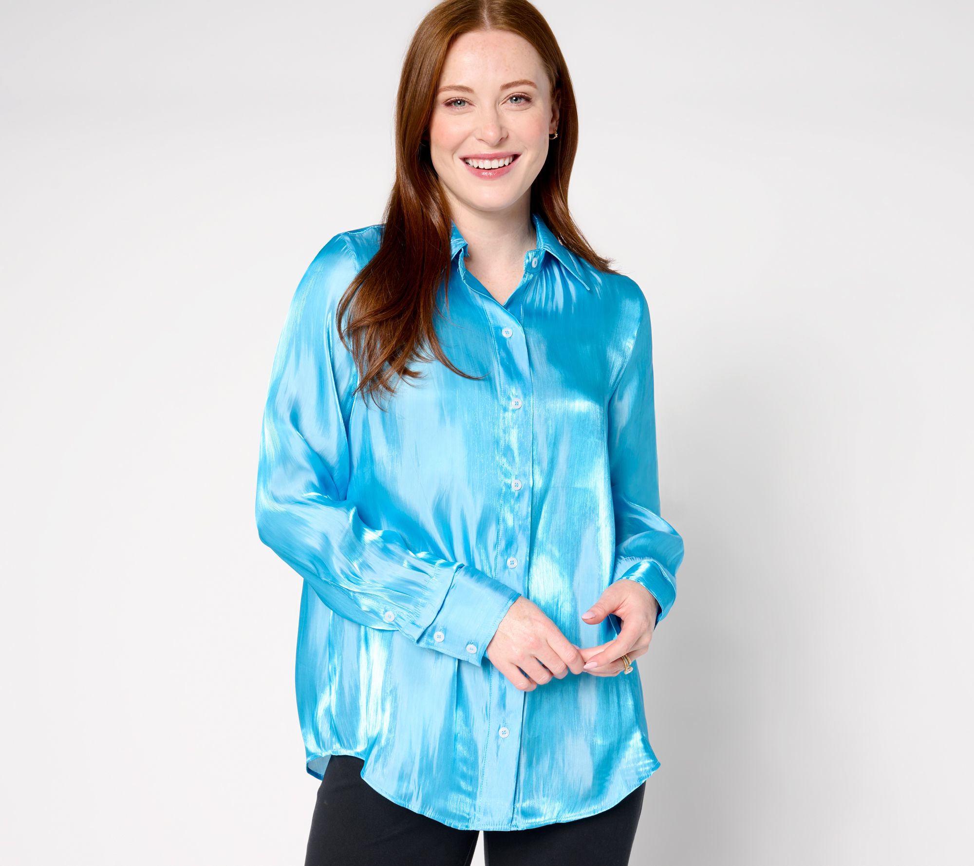 "As Is" by Stacy London Metallic Foundation Button Shirt