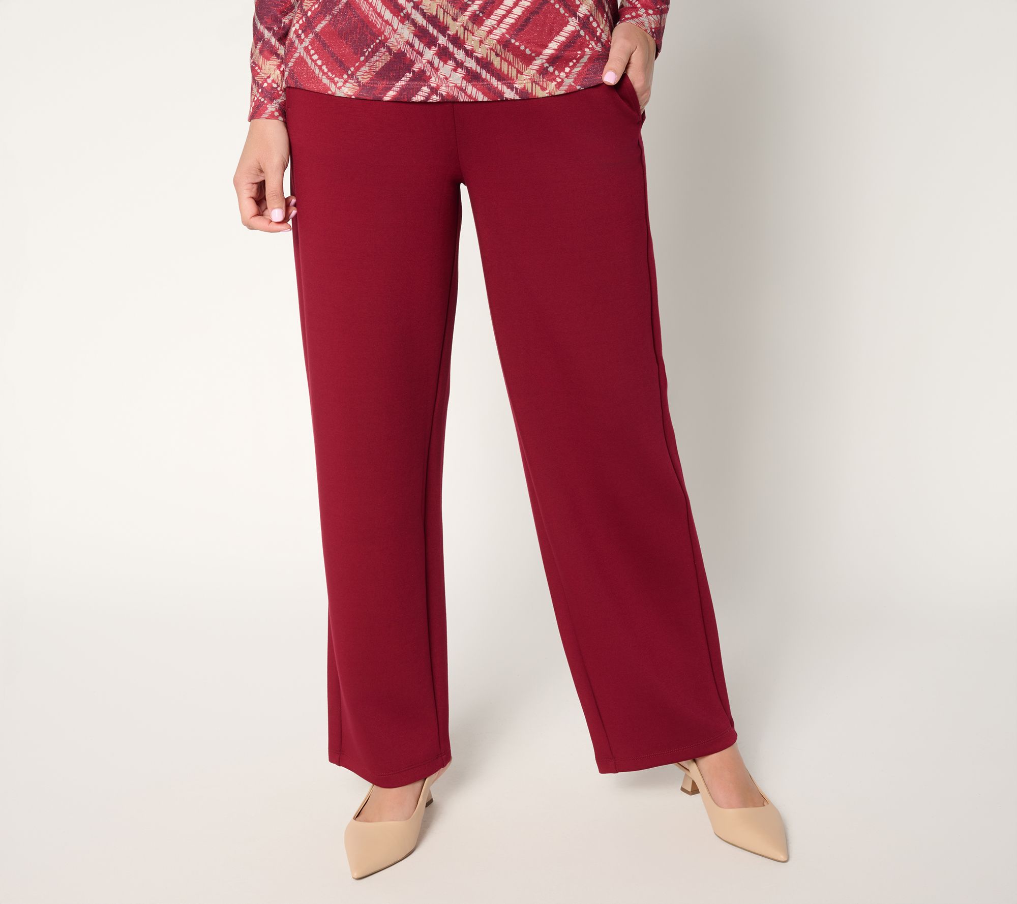 Susan Graver Weekend Regular Serene Knit Pull On Wide Leg Pants