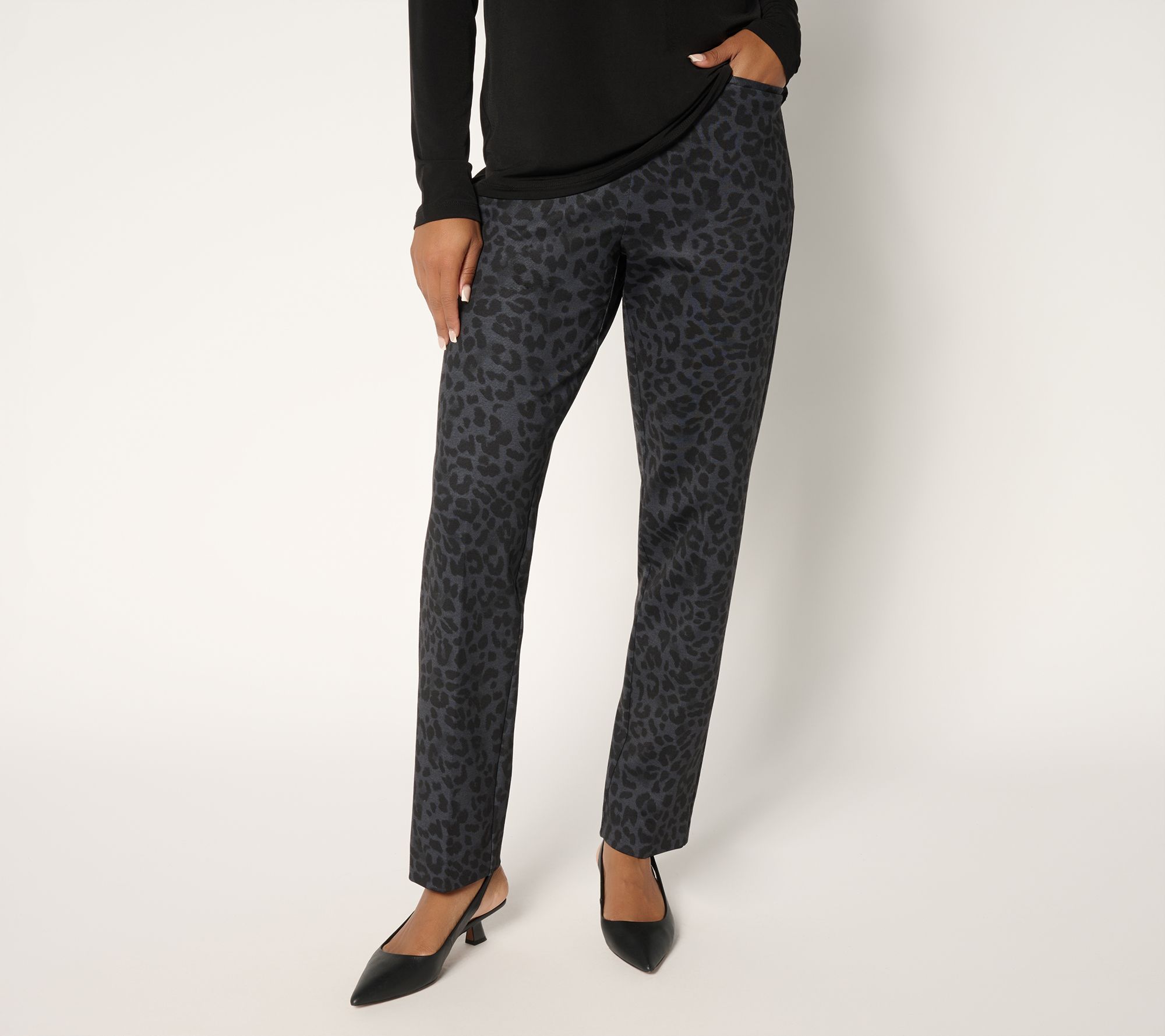 Susan Graver Petite Printed Ponte Straight Leg Pant