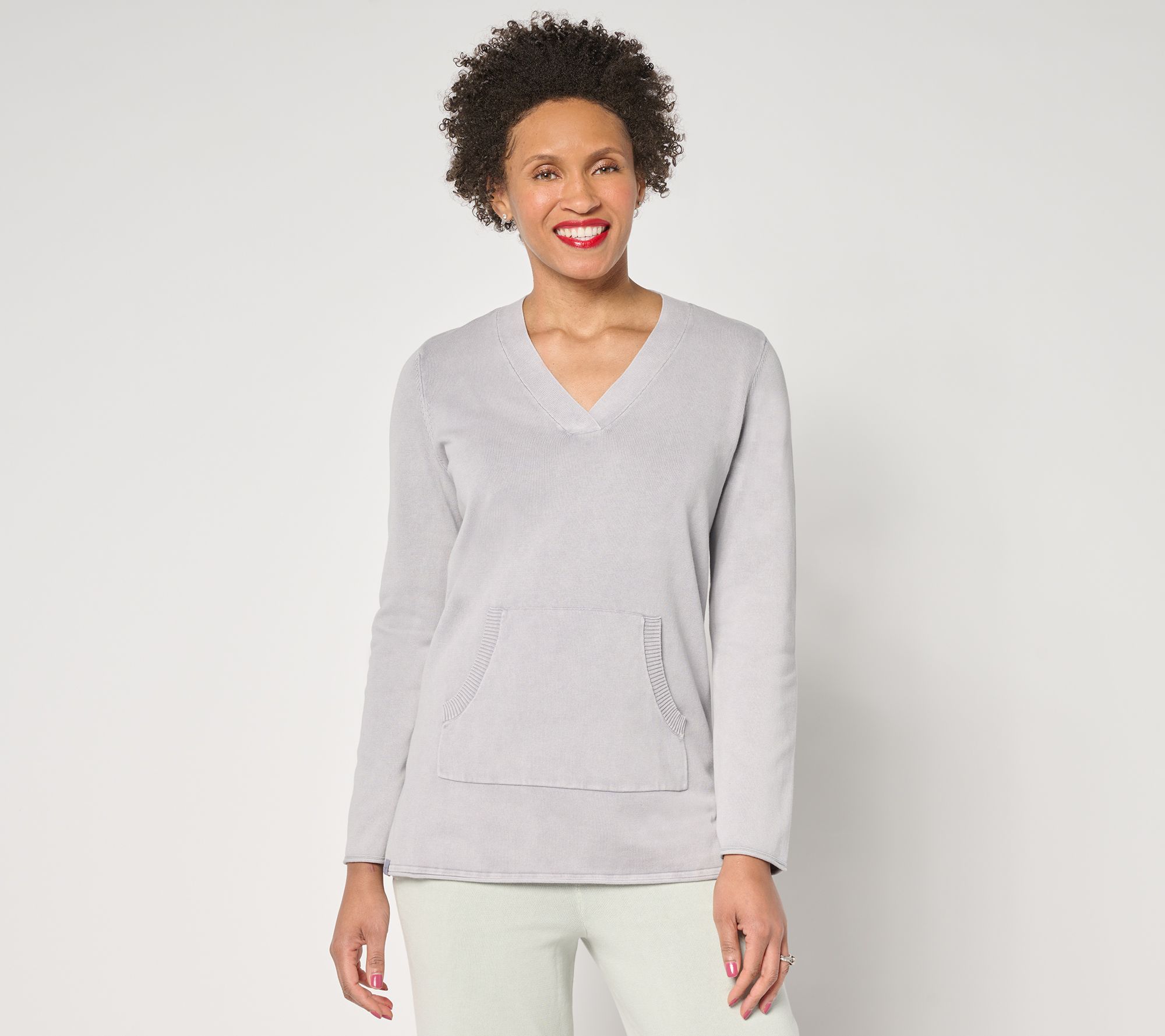 "As Is" Barefoot Dreams 100% Cotton Sunbleached V-Neck Pullover