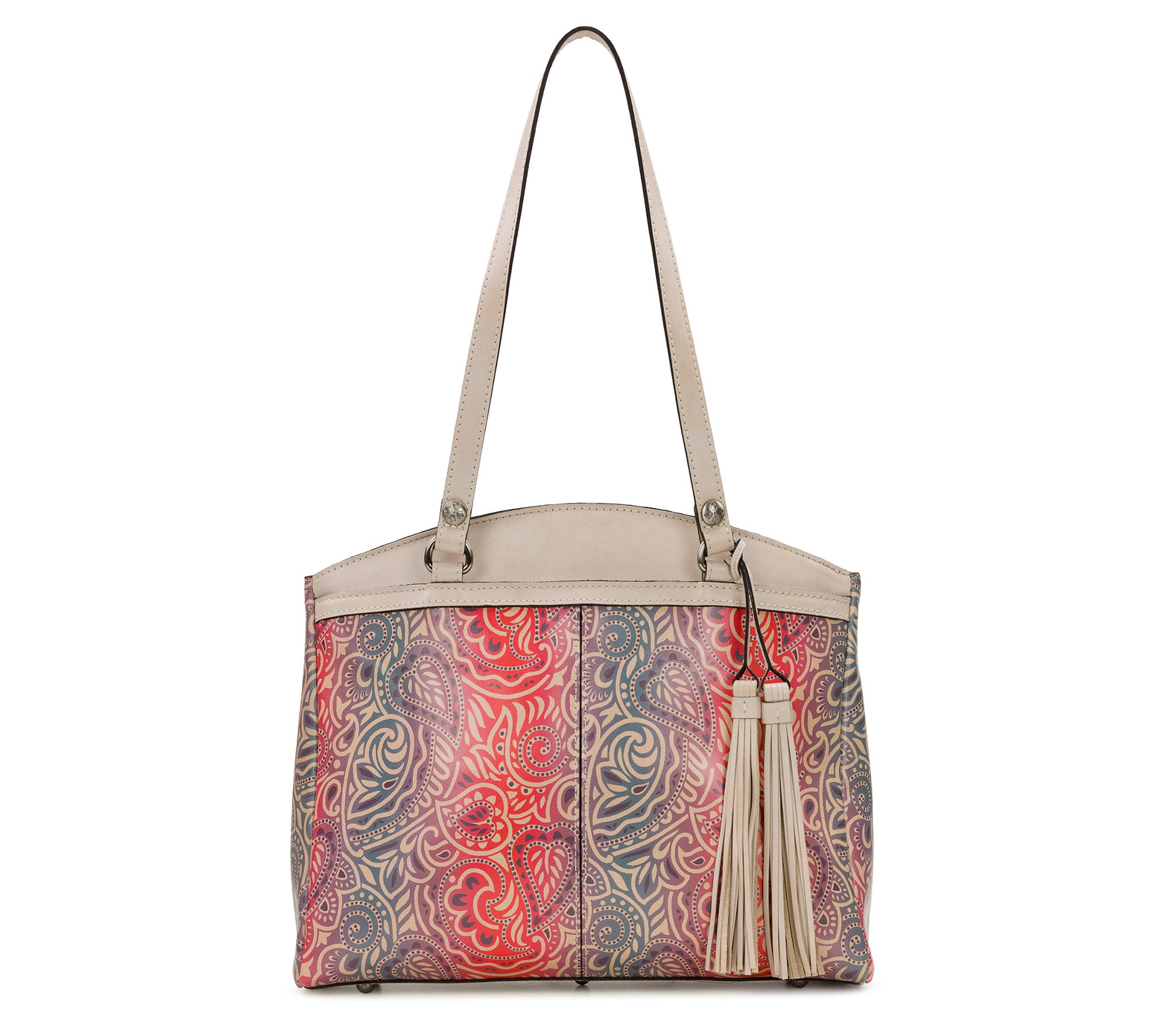 Patricia Nash Poppy Leather Tote w/ Tassel - Greek Ombre Print