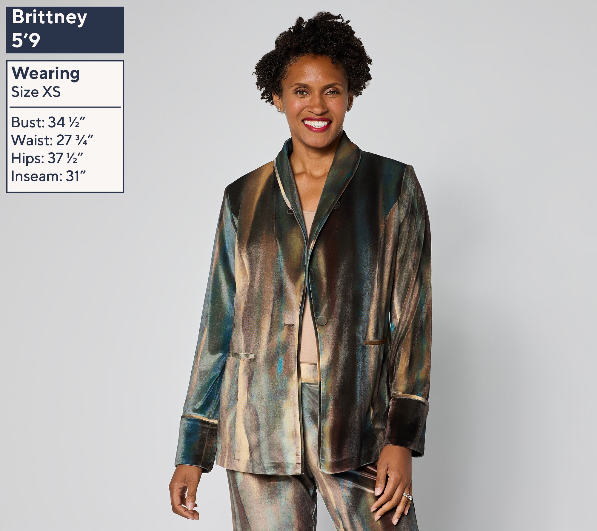 LOGO by Lori Goldstein Printed Velvet Shawl Collar Blazer - Main Image