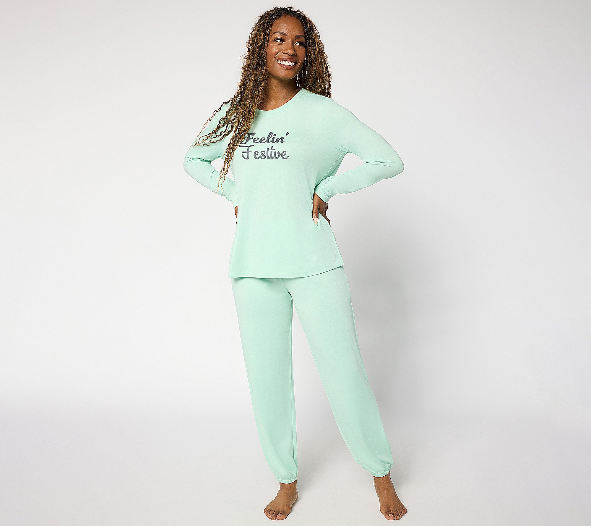 AnyBody Tall Lush Jersey Message Top and Joggers Set