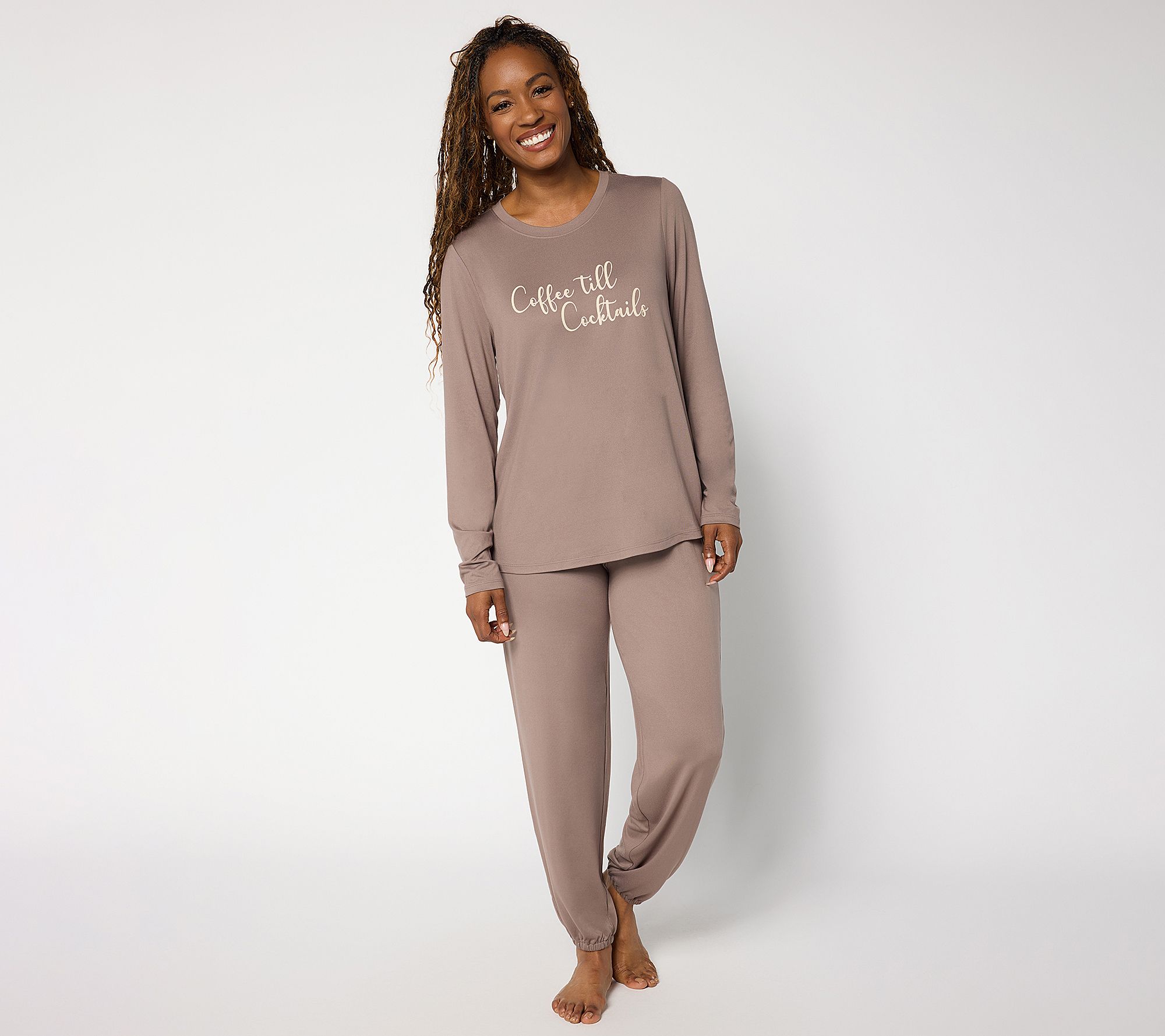 AnyBody Tall Lush Jersey Message Top and Joggers Set